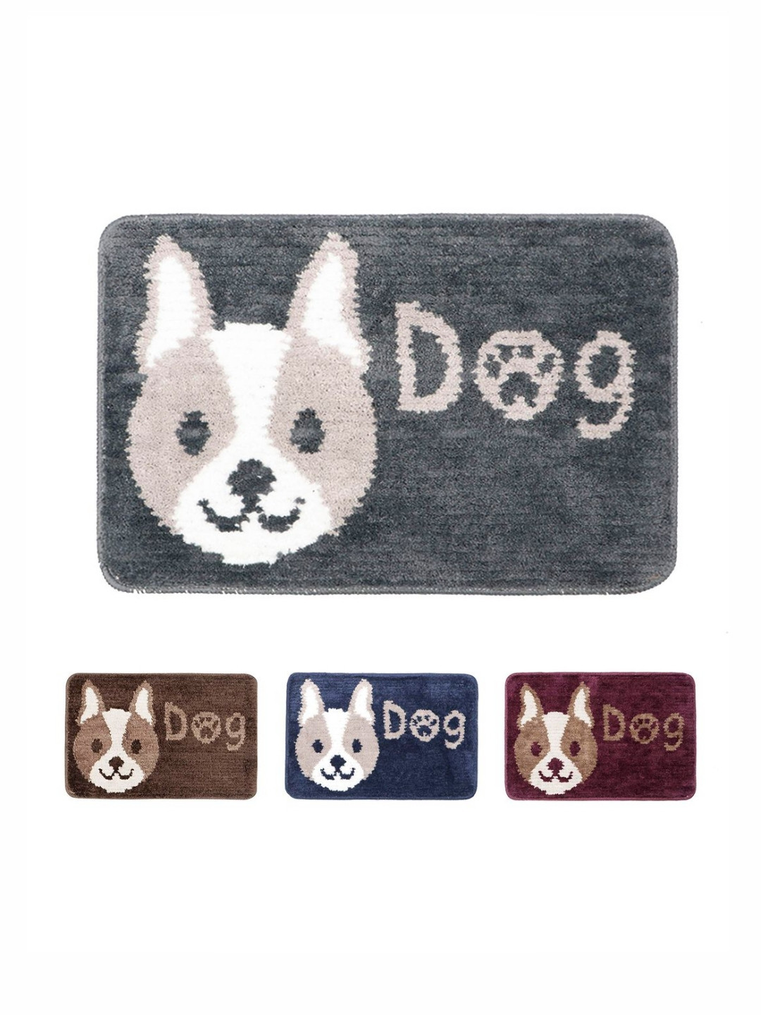 HOKIPO Grey & Beige Patterned Microfibre 1800 GSM Anti-Skid Bath Rug