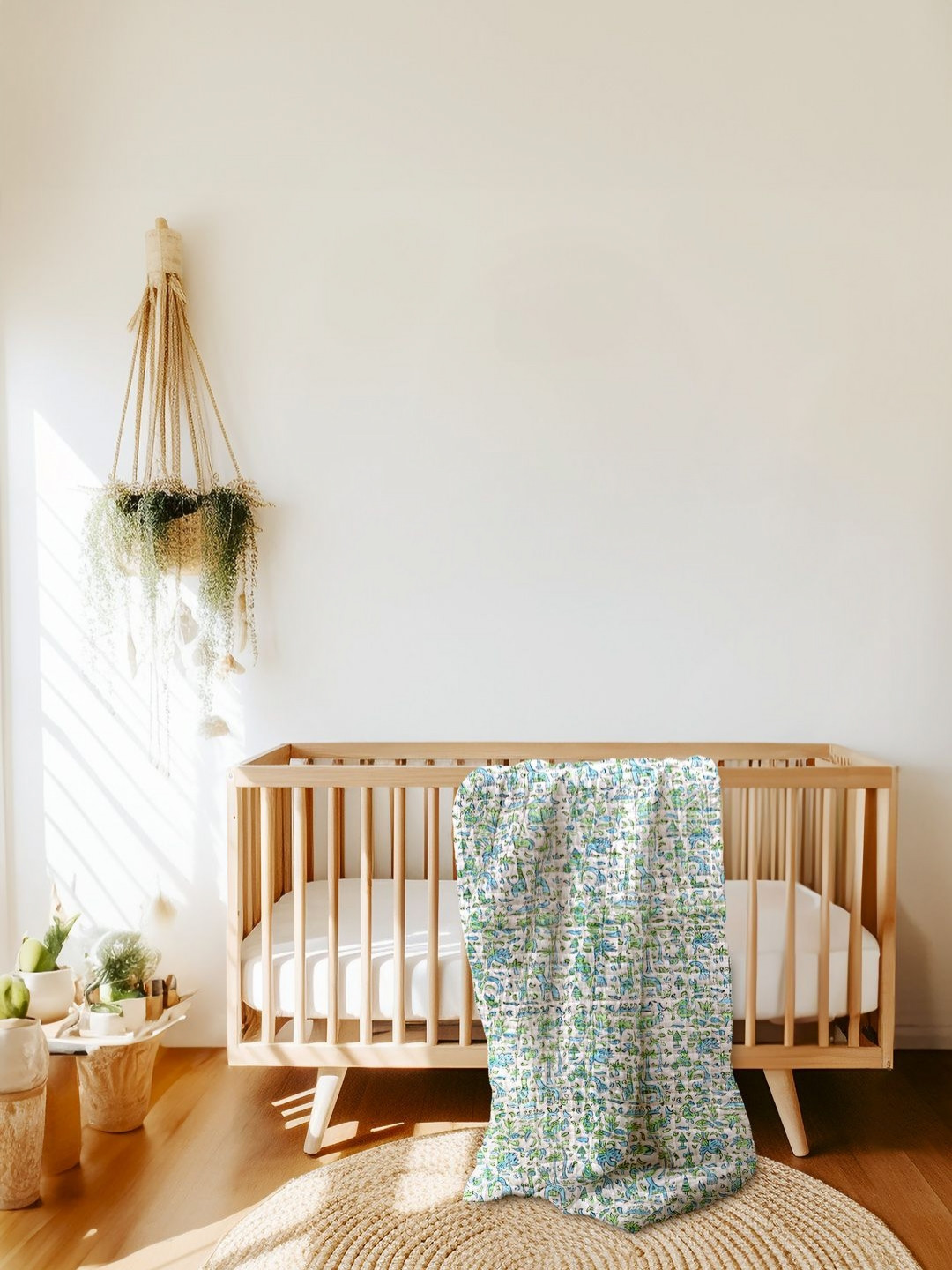 Biglilpeople Kids Blue And Green Mild Winter Cotton 400 GSM Double Bed Blanket