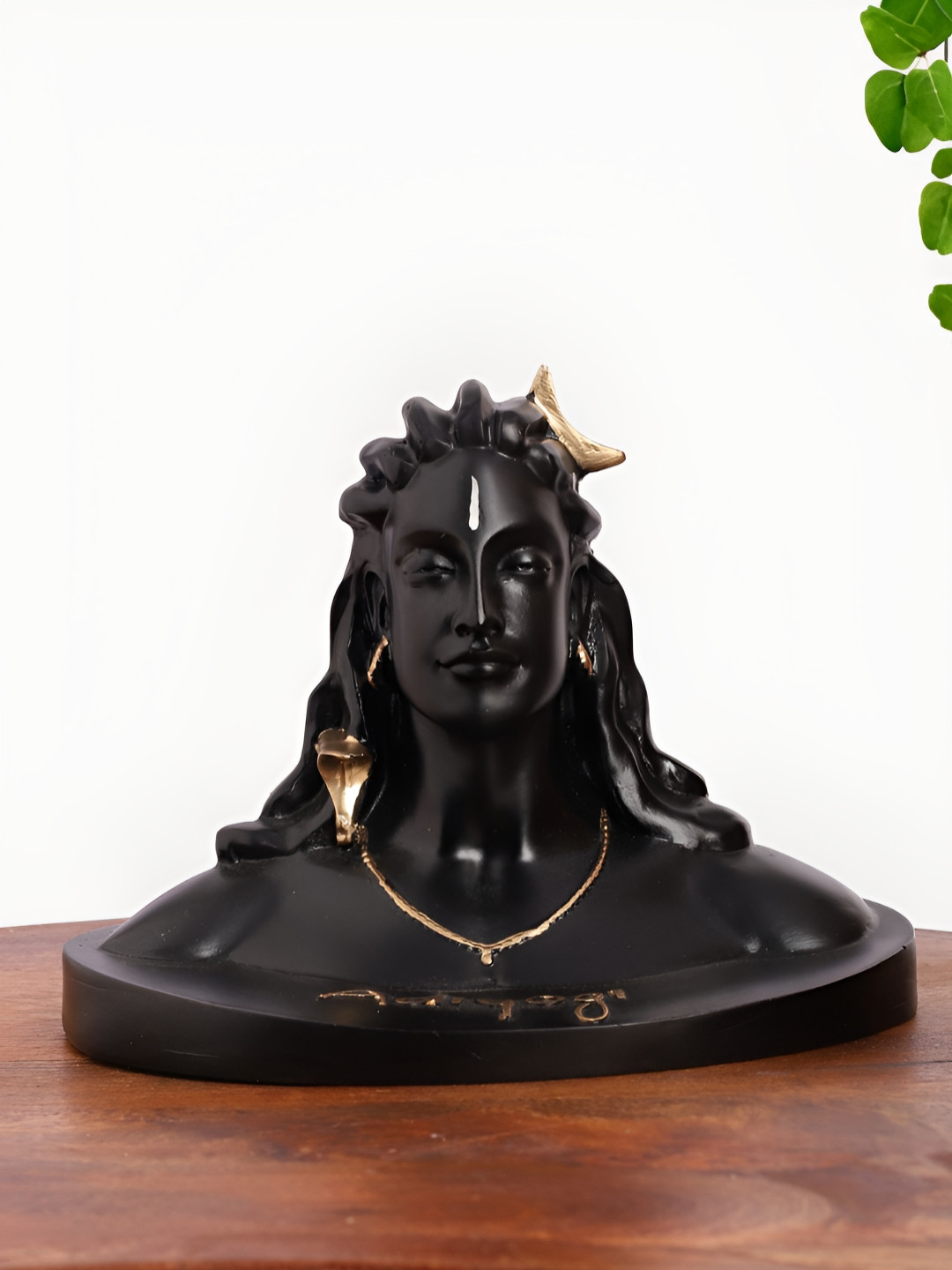 INTERNATIONAL GIFT Adiyogi Shiva Black Polyresin Glossy Prayer Room Small Showpiece - 2.5 Inches