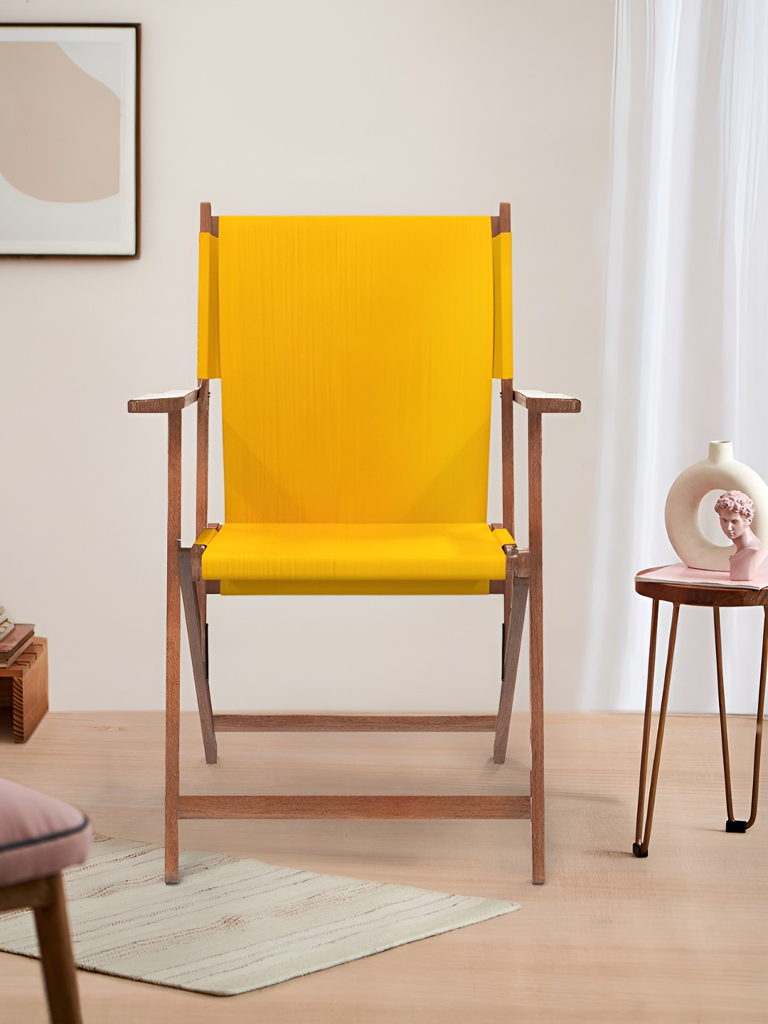 Chumbak Mustard-Yellow Sahara Bistro Folding Chair