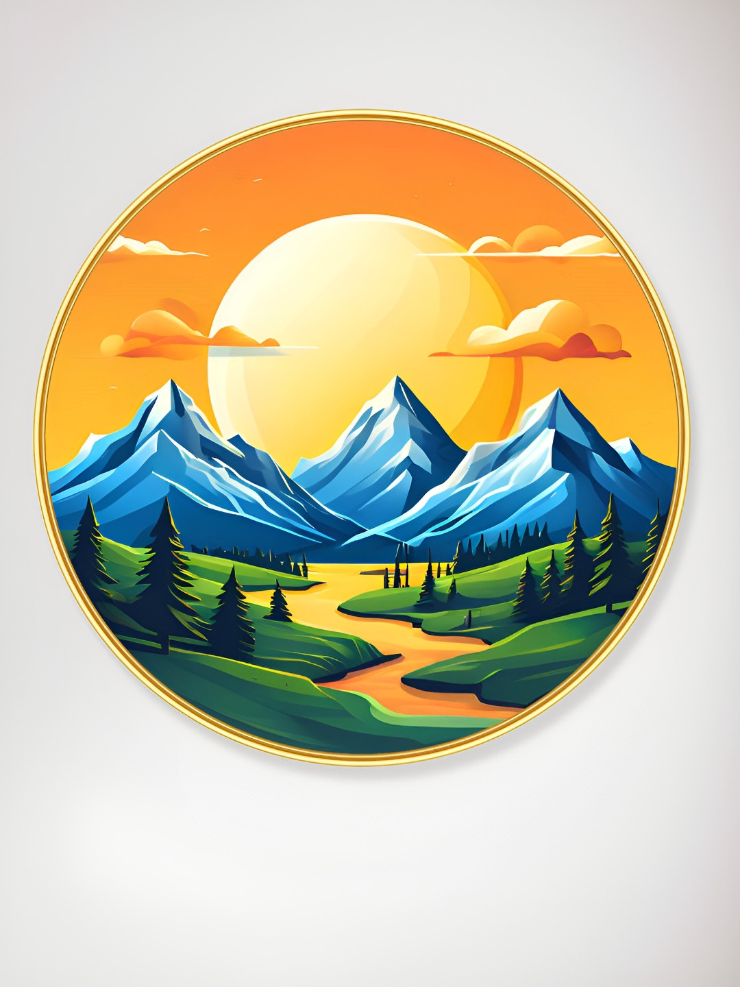 SAF Aura Orange & Blue Nature Scenery Abstract Printed Wall Arts