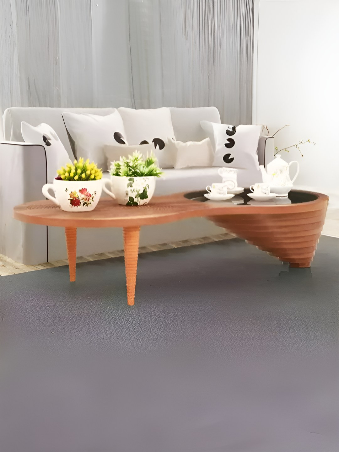 Royaloak Milan Italian Brown Wooden Tempered Glass Coffee Table