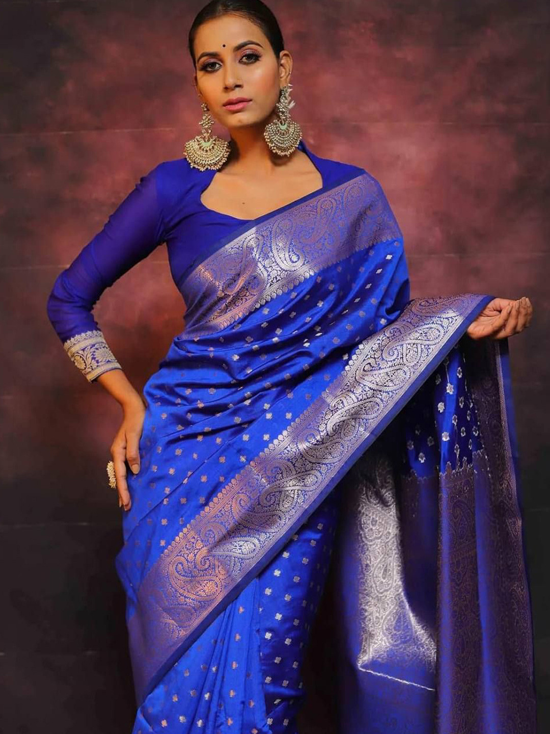 PHEASANT Woven Design Zari Kanjeevaram Saree
