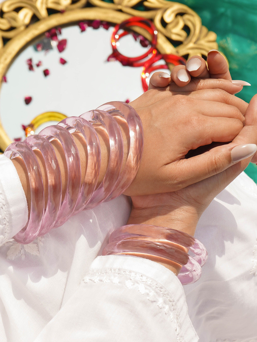 Janpath Online Set Of 2 Crystal Cut Glass Bangles