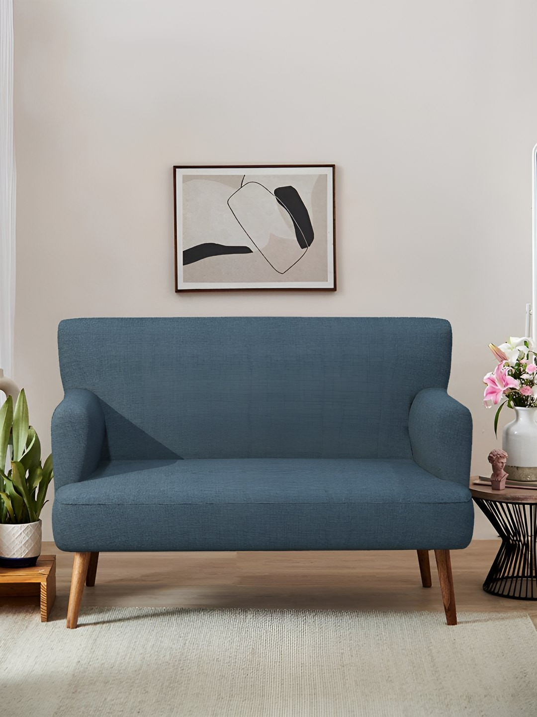 Chumbak Jodhpur Love Seat Sailor Blue Two Seater Matte Finish Inflatable Sofa and Bed