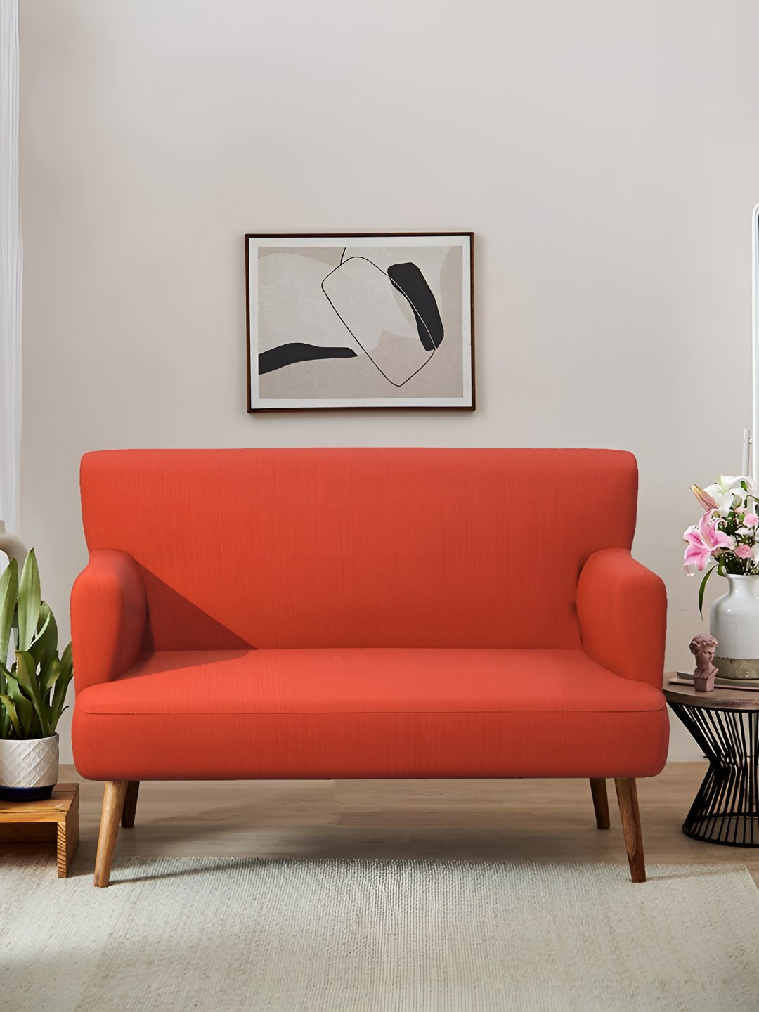 Chumbak Jodhpur Love Seat Carribean Coral Two Seater Couch