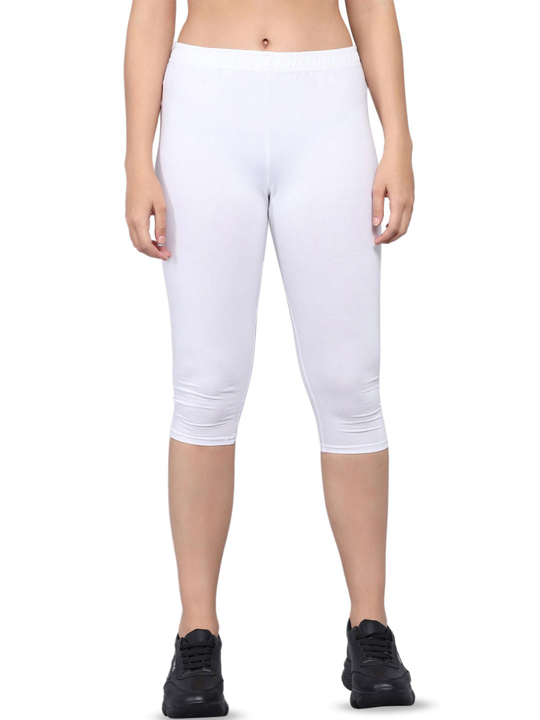 PINK SHELL Women Slim Fit Mid-Rise Cotton Capris