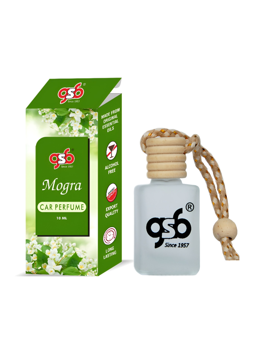 GSB White Mogra Hanging Car Air Freshener  - 10 ml