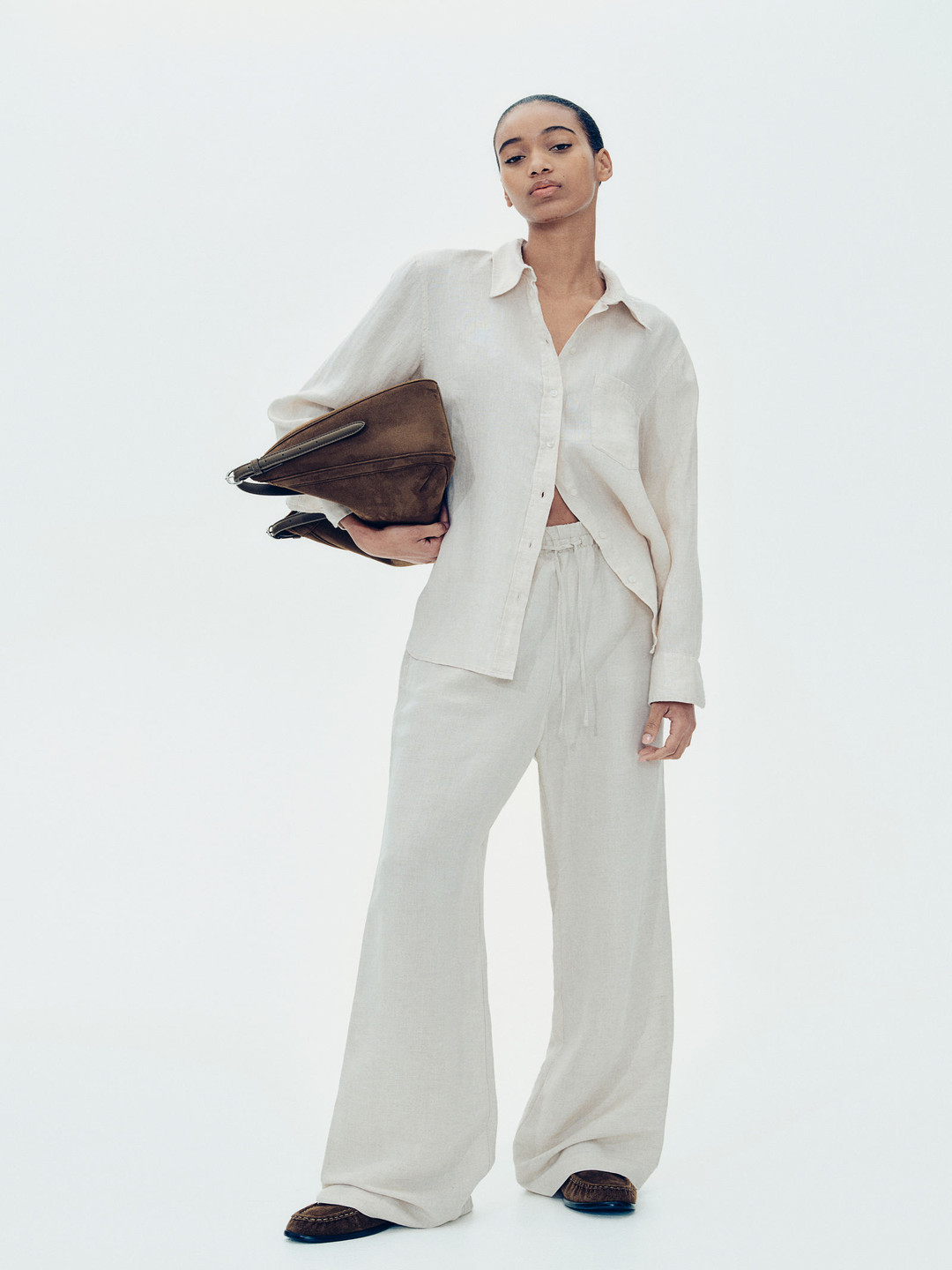 H&M Women Linen-Blend Trousers