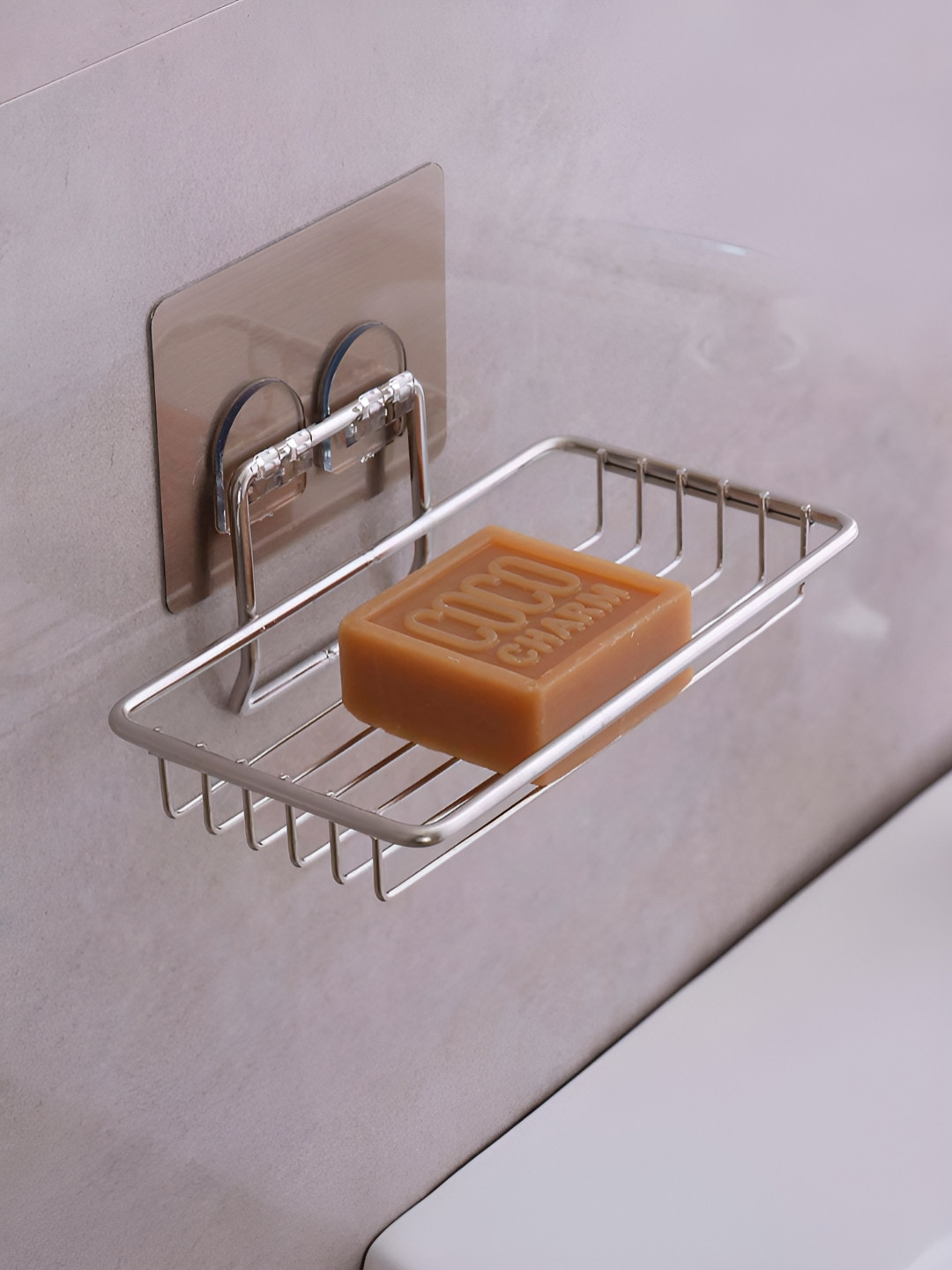 HOKIPO Silver-Toned Solid Stainless Steel Soap Dish