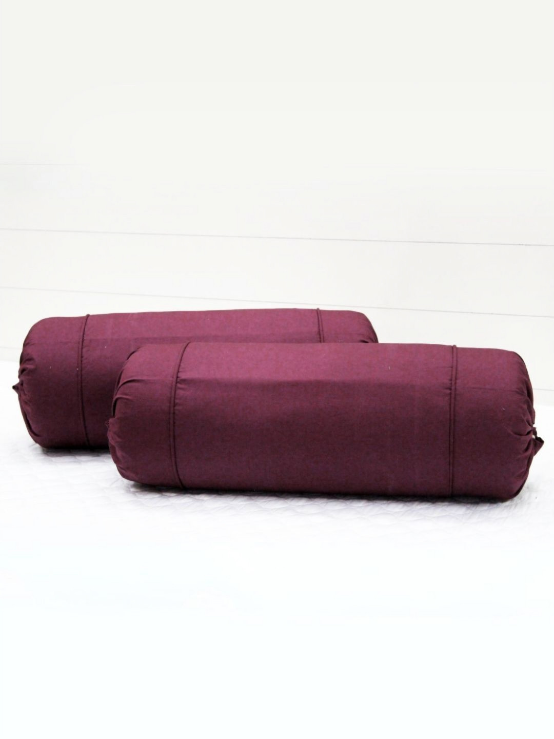Aurave Burgundy 2 Pieces Cotton 210 TC  Bolster Covers