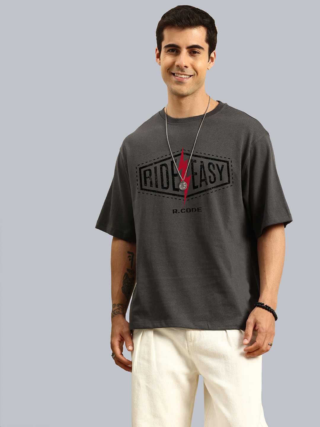 R.Code by The Roadster Life Co. Men Printed Pockets T-shirt
