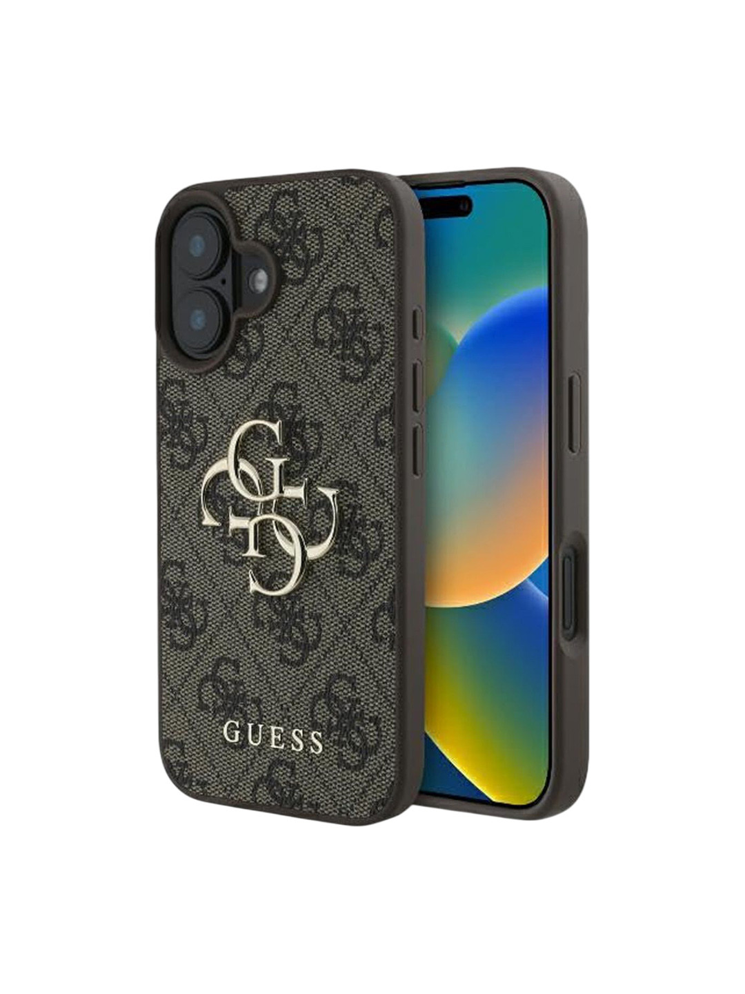 GUESS Brown Iphone 16 Plus Pu Leather 4g Big Metal Logo Case