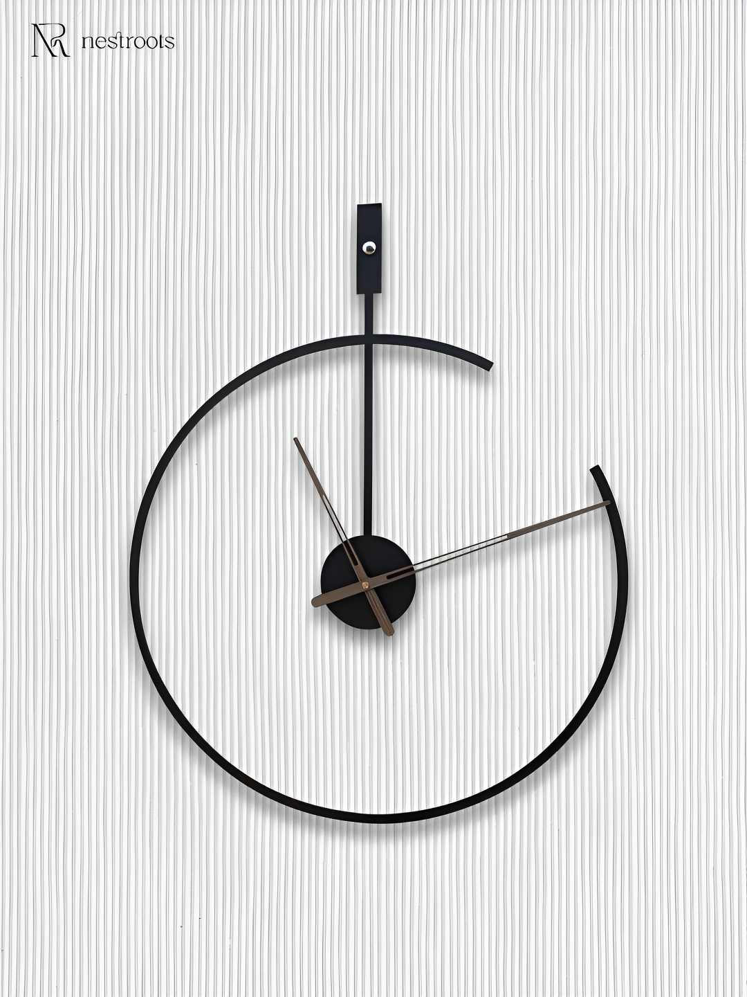 nestroots Black Frosted Metal Large Display Round Battery Analogue Wall Clock-61cm