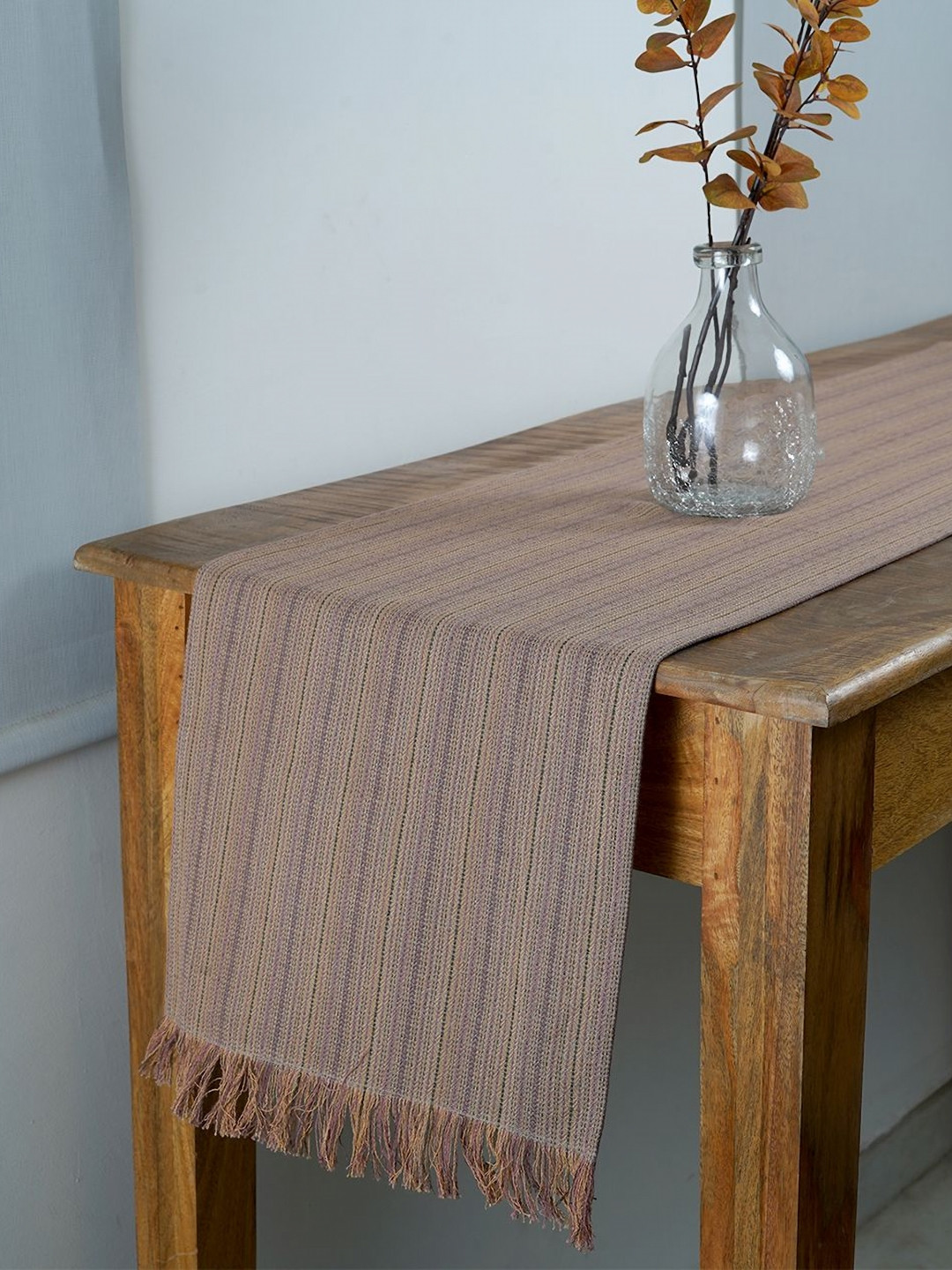 Ratan Cart Brown Textured Table Runner