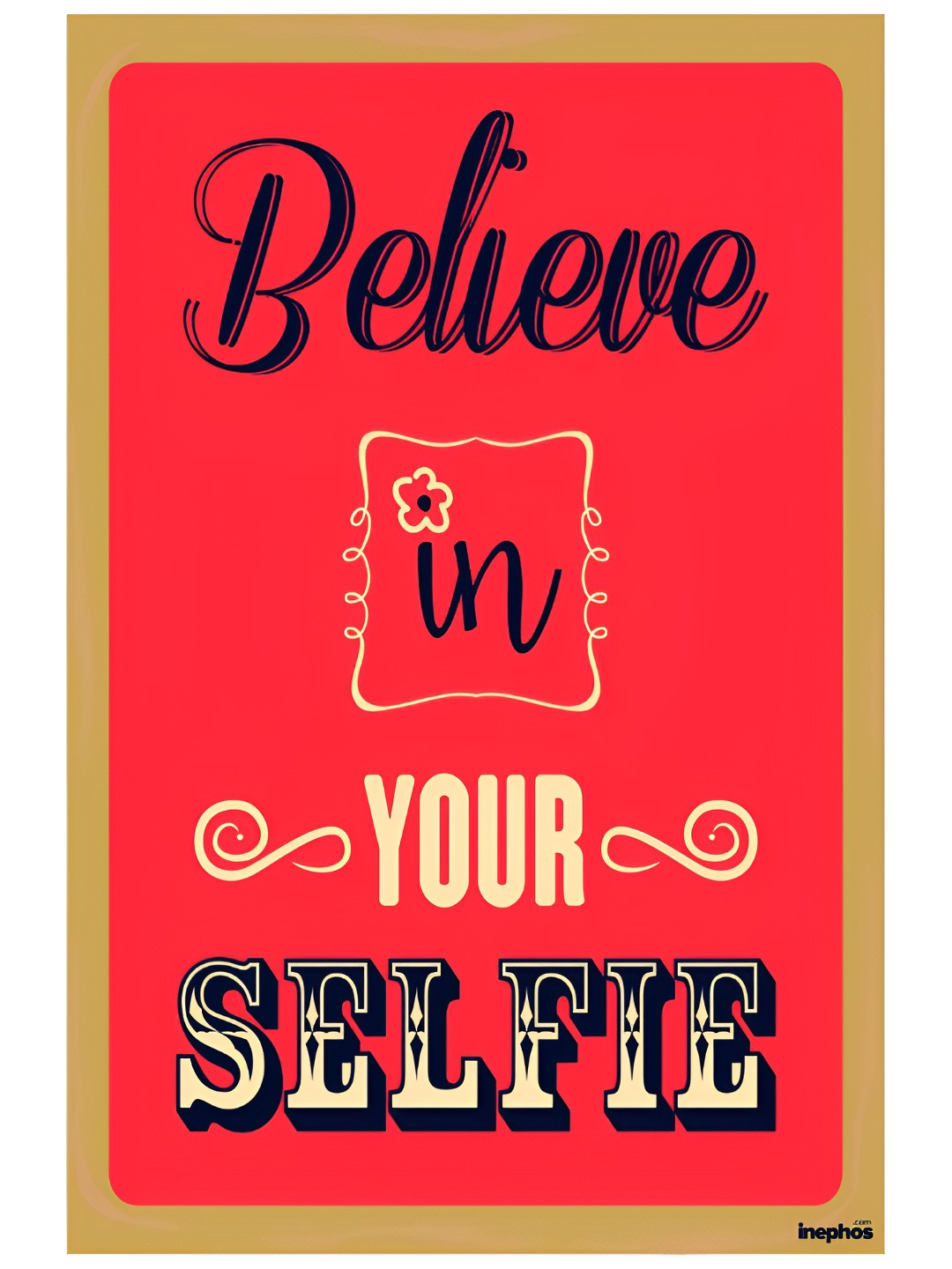 Inephos Red And Black Typography Printed Wall Poster