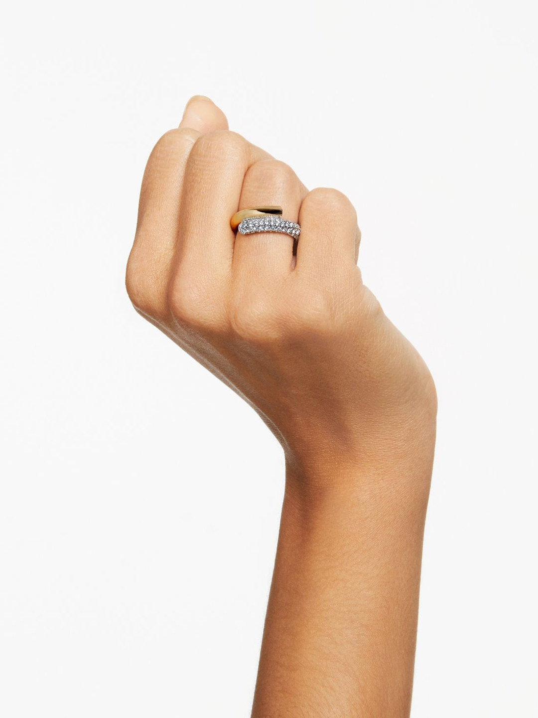 SWAROVSKI DEXTERA Gold-Plated Crystal Stone Studded Finger Ring