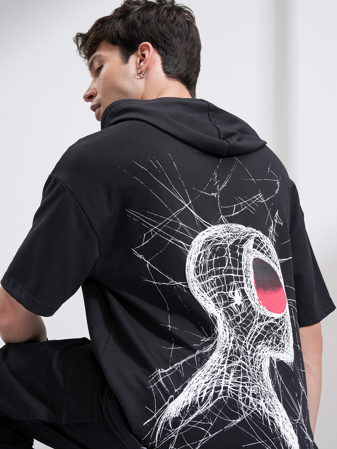 HIGHLANDER Marvel Spider Man Men Oversized Drop Shoulder Hoody Sweatshirt