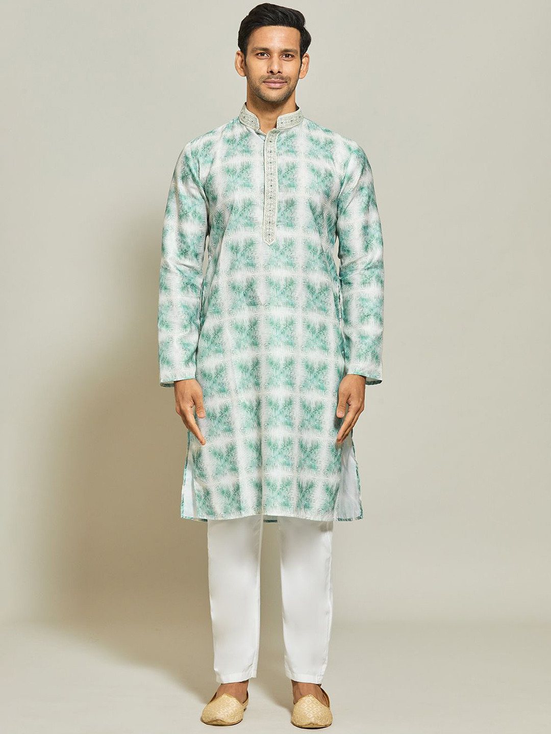 Arihant Rai Sinha Men Embroidered Regular Beads and Stones Pure Cotton Kurta with Trousers