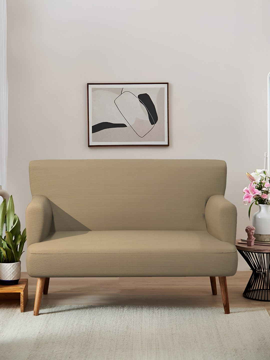 Chumbak Jodhpur Love Seat -Beach Beige Two Seater Inflatable Sofa and Bed