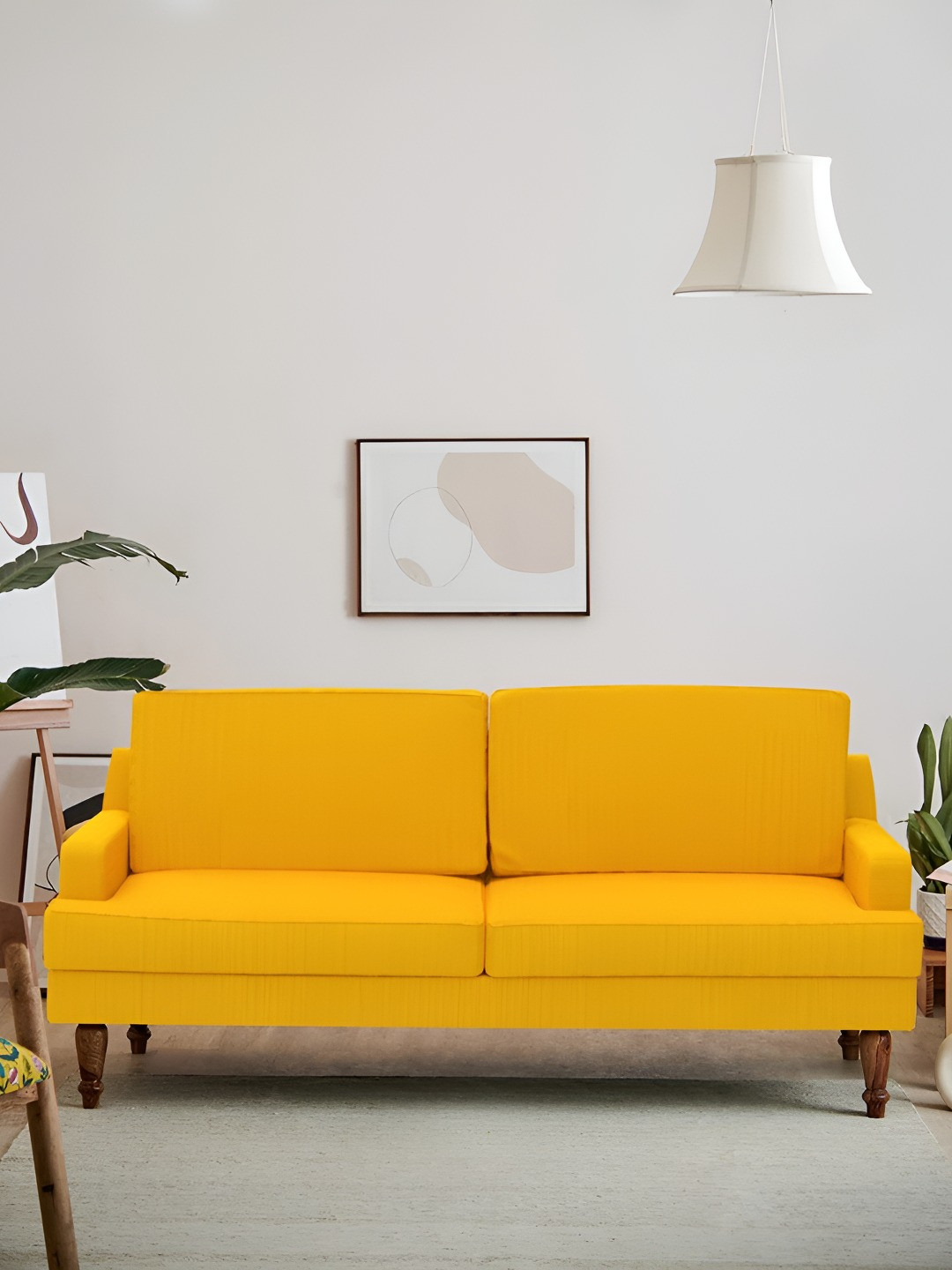 Chumbak Nawab Couch Sahara Mustard Yellow Three Seater Inflatable Sofa and Bed