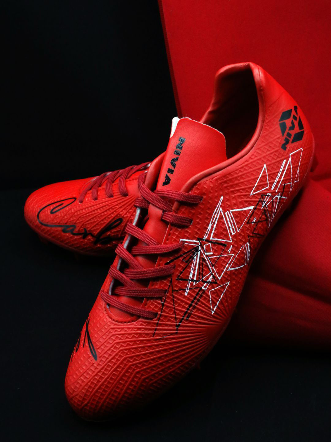 Nivia Men Red Carbonite 7.0 Crest Football Shoes