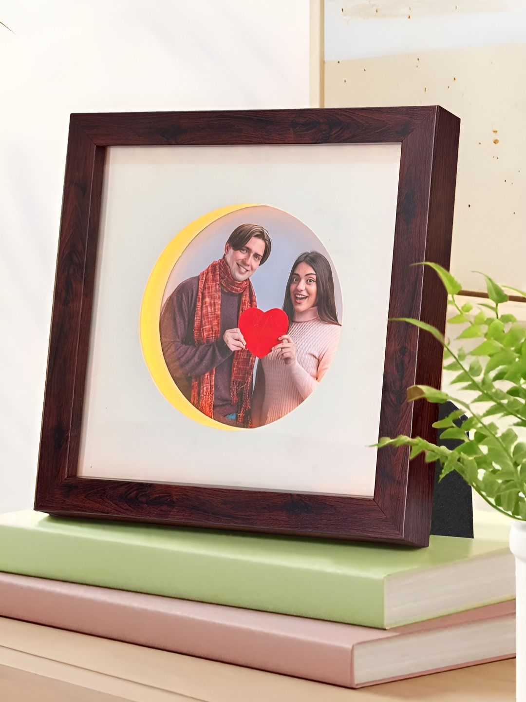 Art Street Brown & Cream Colored Wooden Table Photo Frame