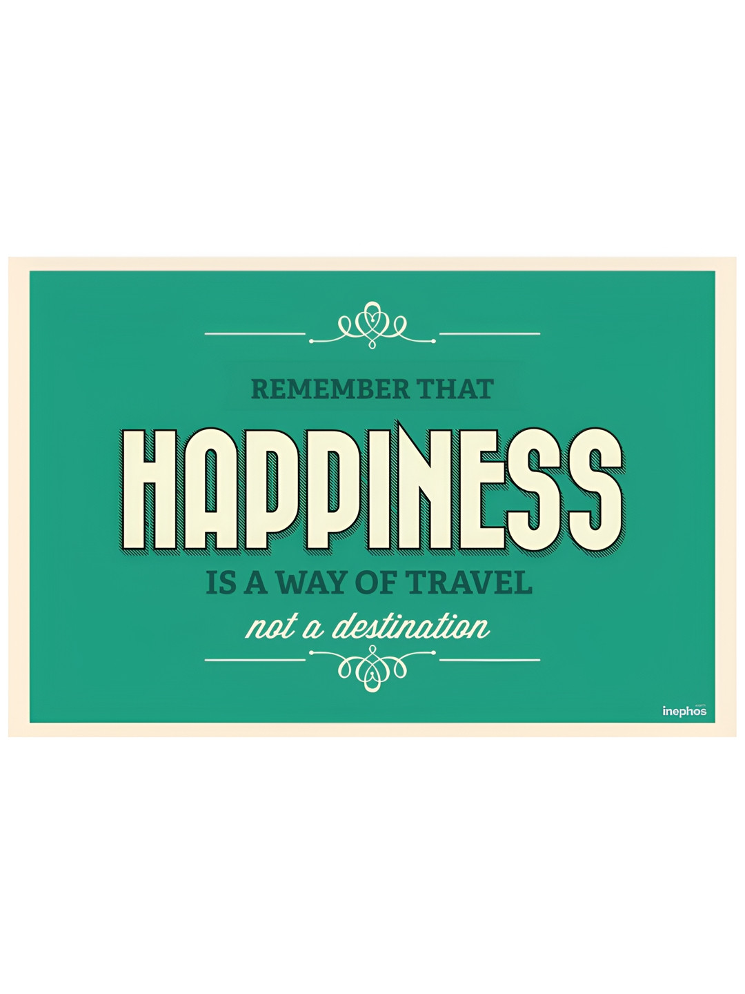 Inephos Green & Beige Typography Printed Wall Poster