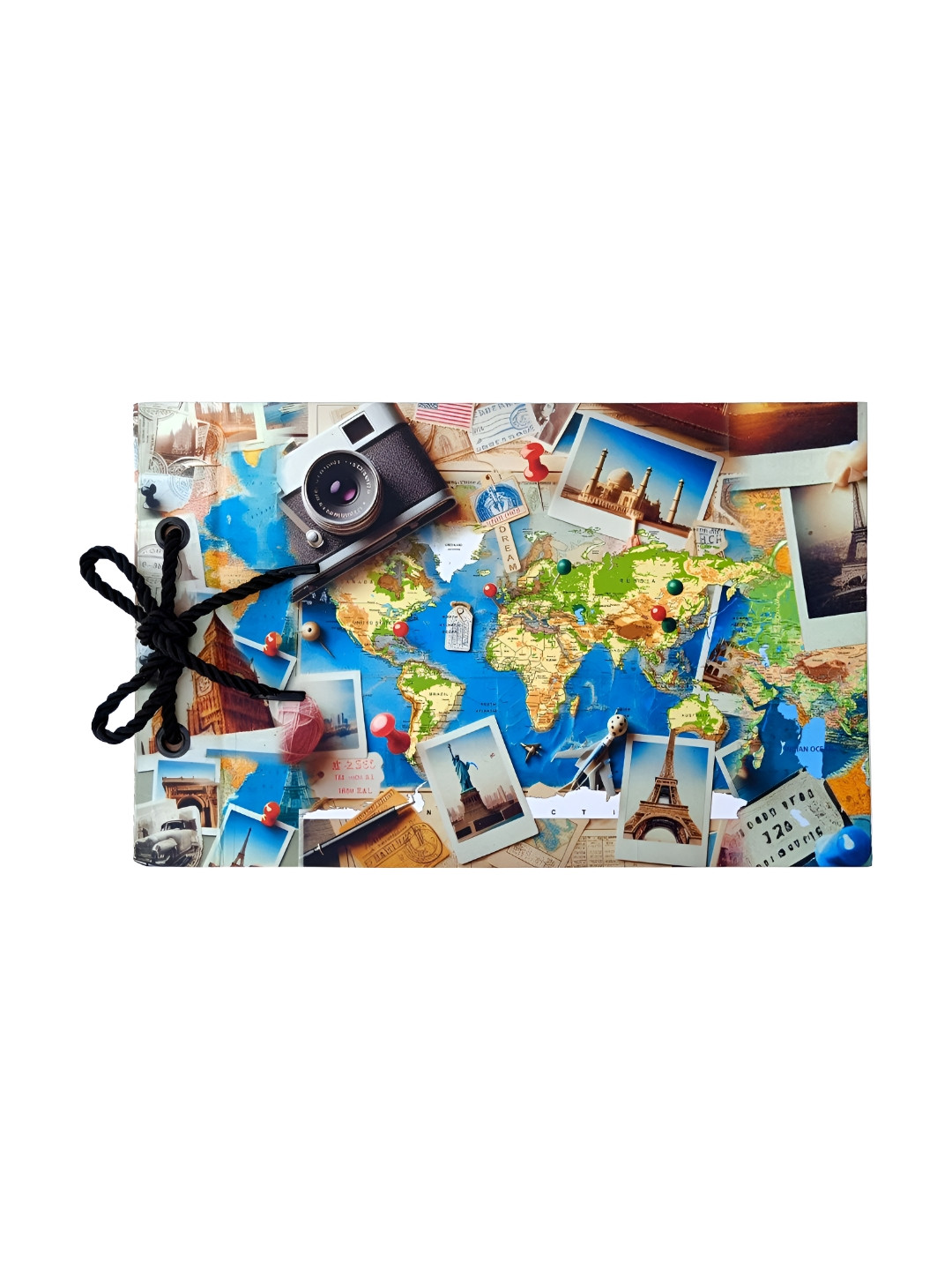 SEHAZ ARTWORKS White & Blue Travel Dreams Printed Scrap Books For Memories Photo Album