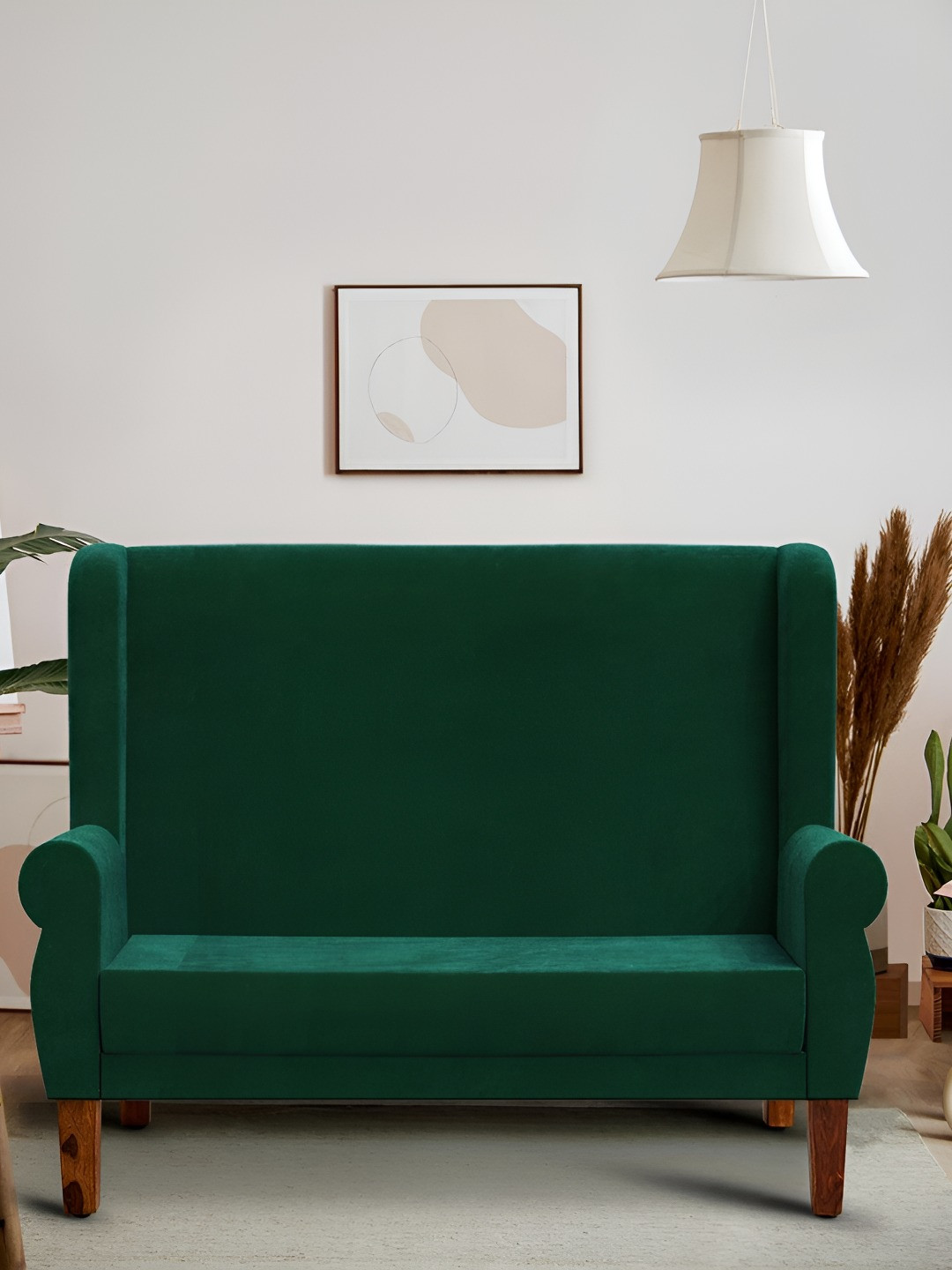 Chumbak Begum Love Seat Dark Green Two Seater Velvet Couch