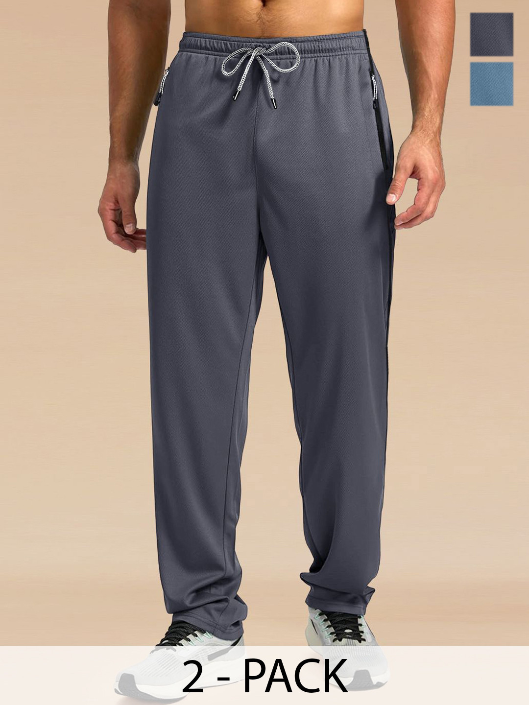 SZN Men Pack Of 2 Mid Rise Gym Track Pants