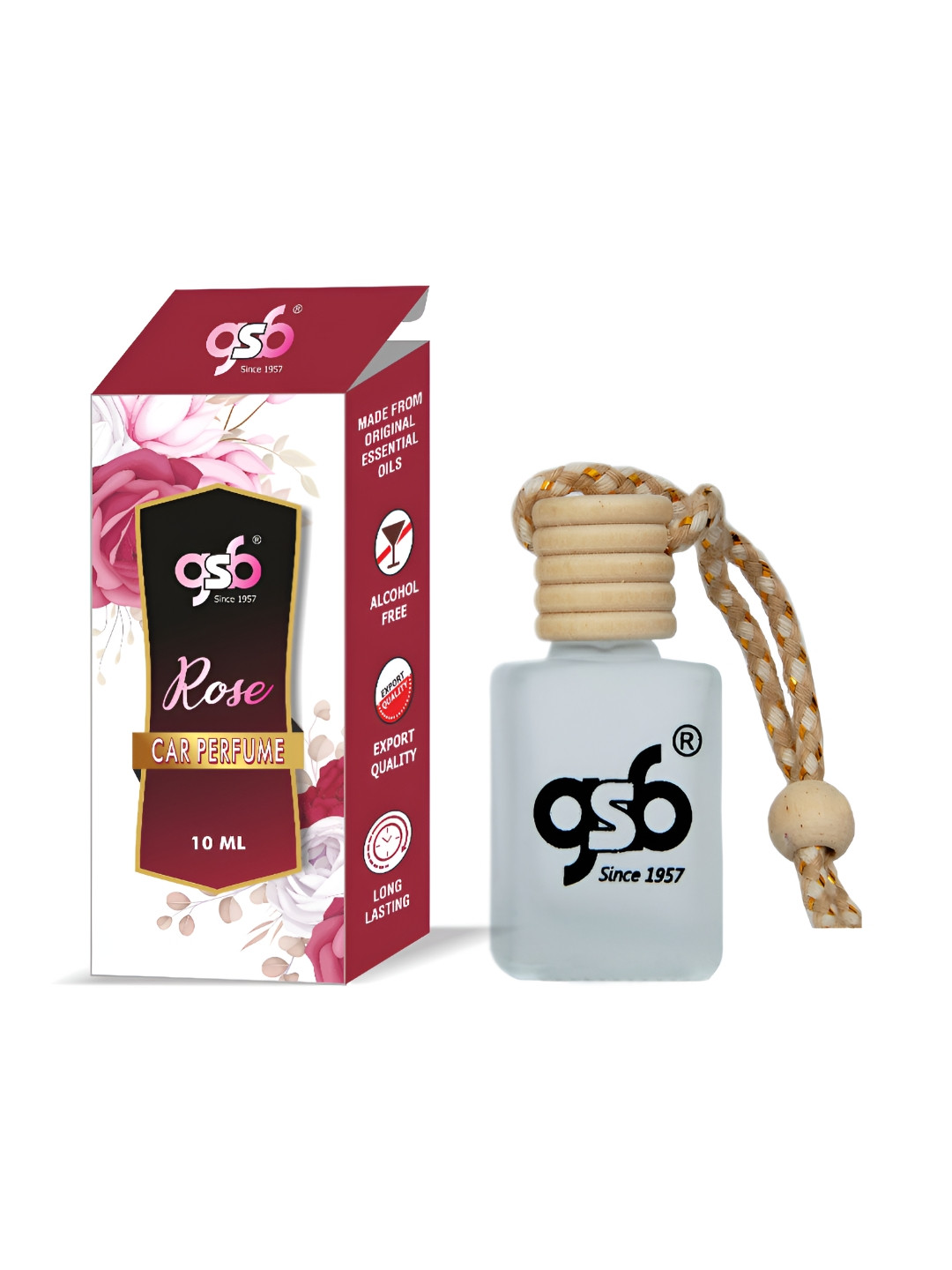 GSB White Rose Hanging Car Air Freshener  - 10 ml