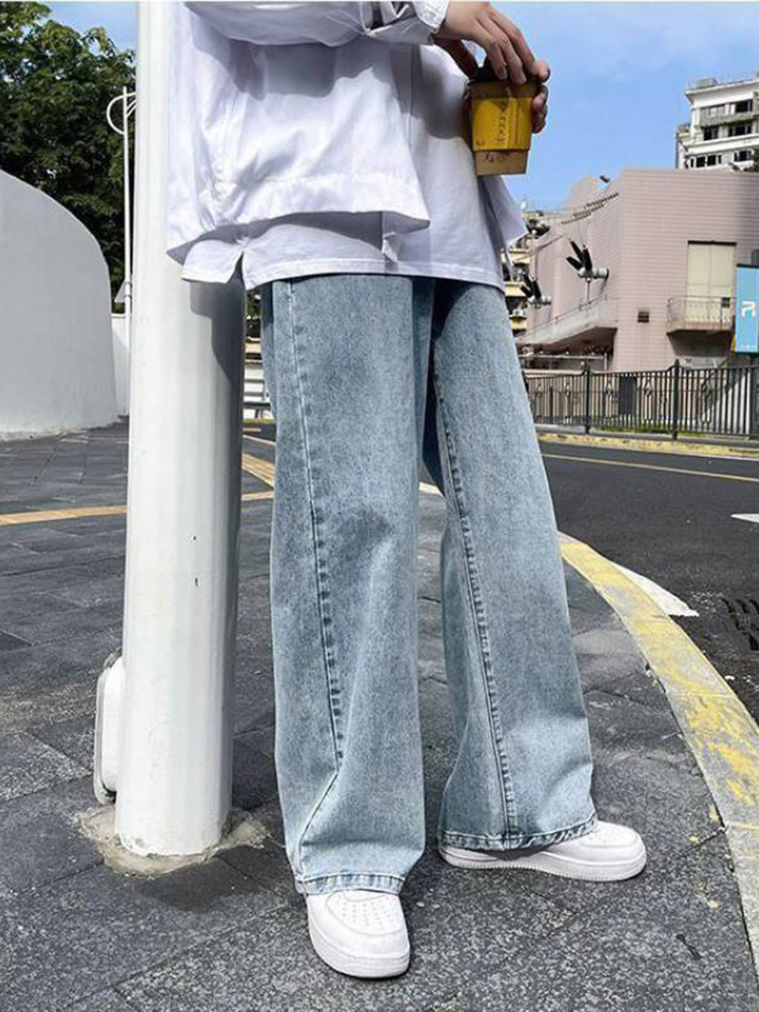 HERE&NOW Men Acid Washed Baggy Jeans