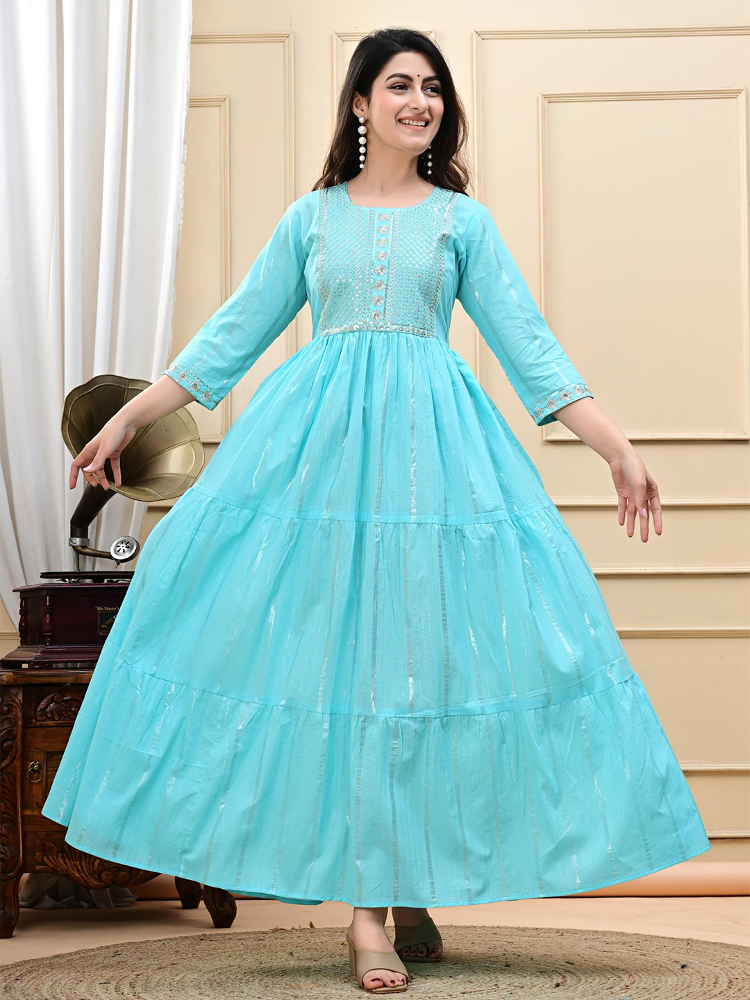 DSS FASHION Yoke Design Sequinned Anarkali Kurta