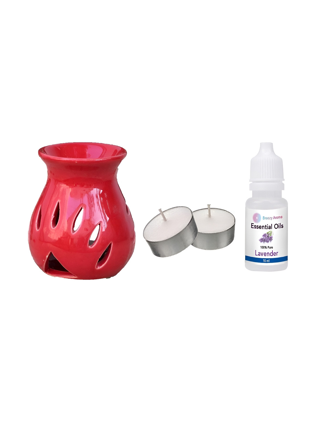Jaamso Royals Red & White Diffuser With Aroma Oil & 2 Tea Light Candles