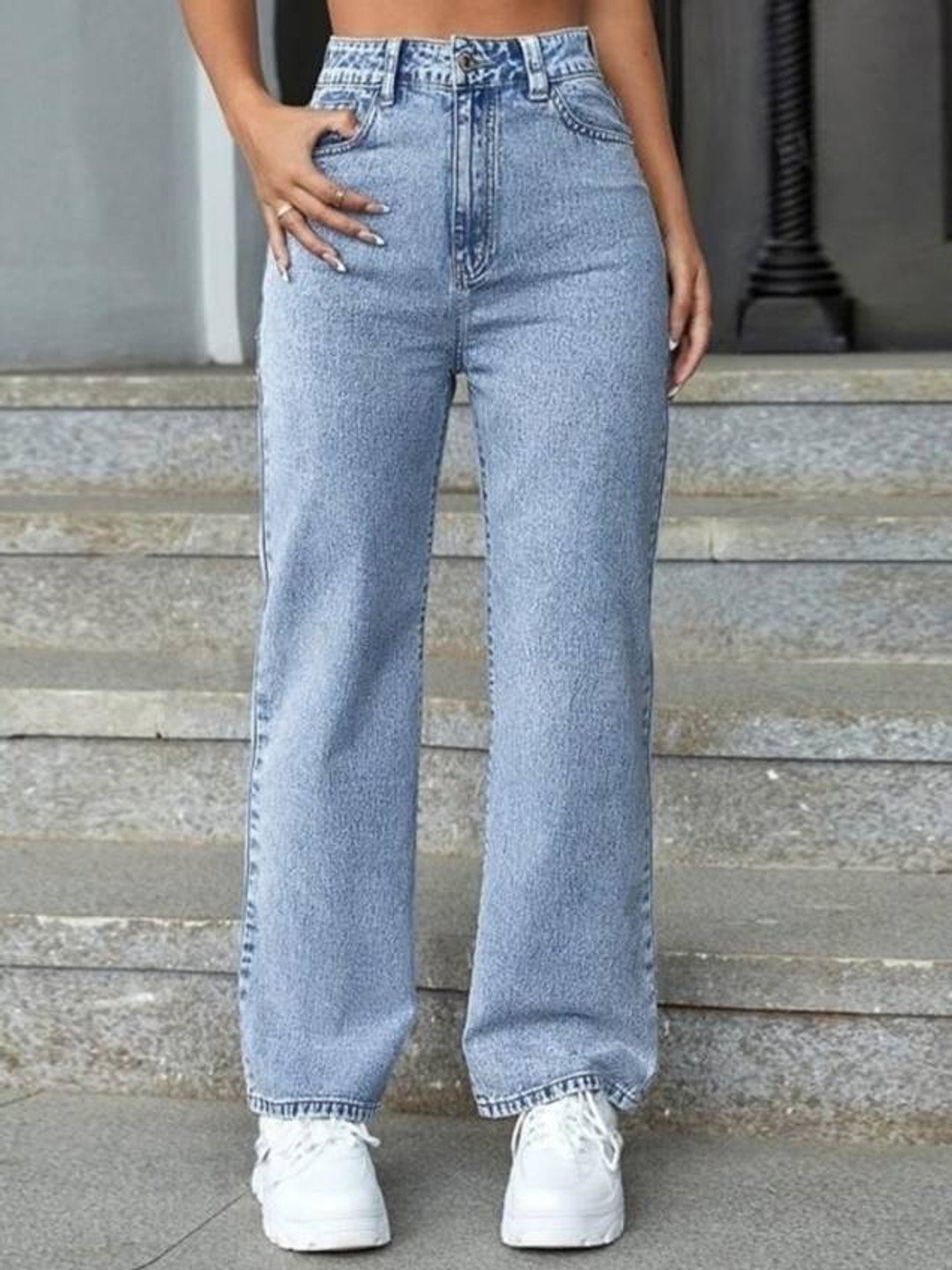 POMPOUS Women Jean High-Rise Light Fade Stretchable Jeans - Baggy
