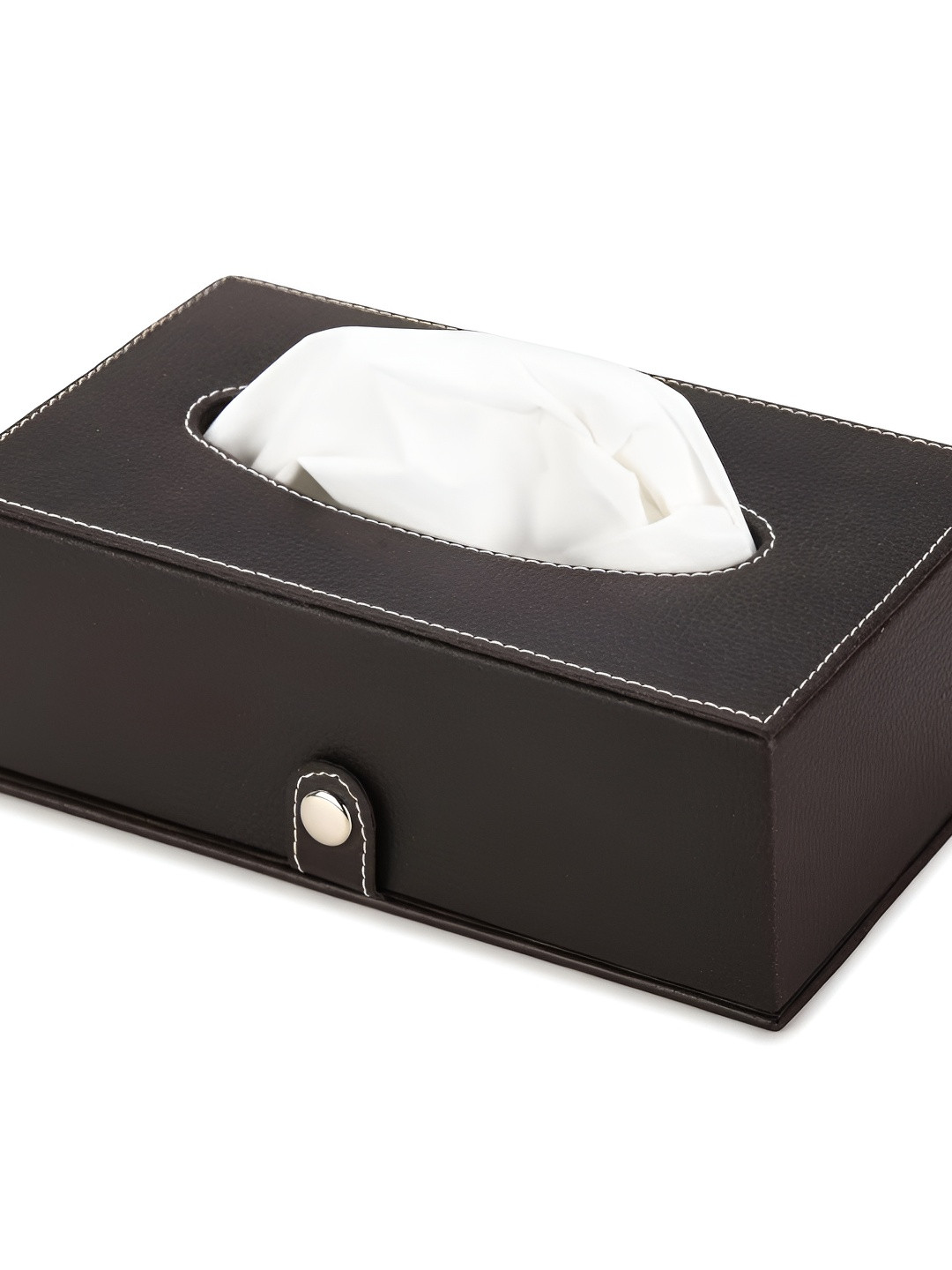 Alpna Black Rectangular Shaped Leather Tissue Holders