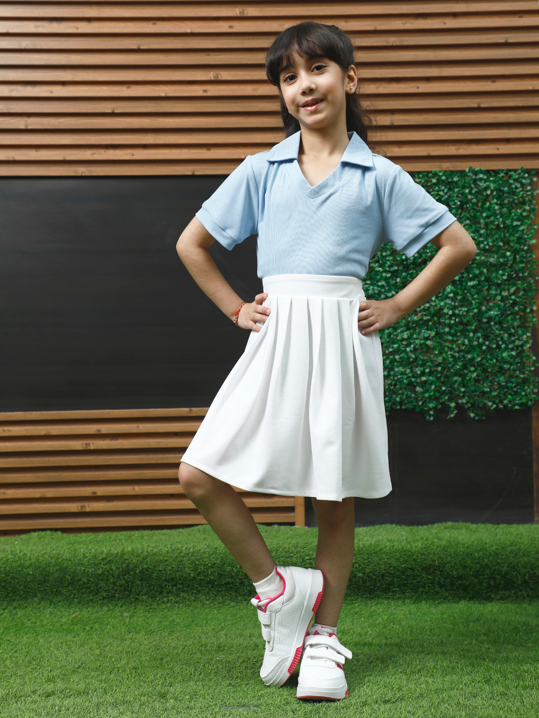 Athena Girls Shirt Collar T-shirt With Skirt