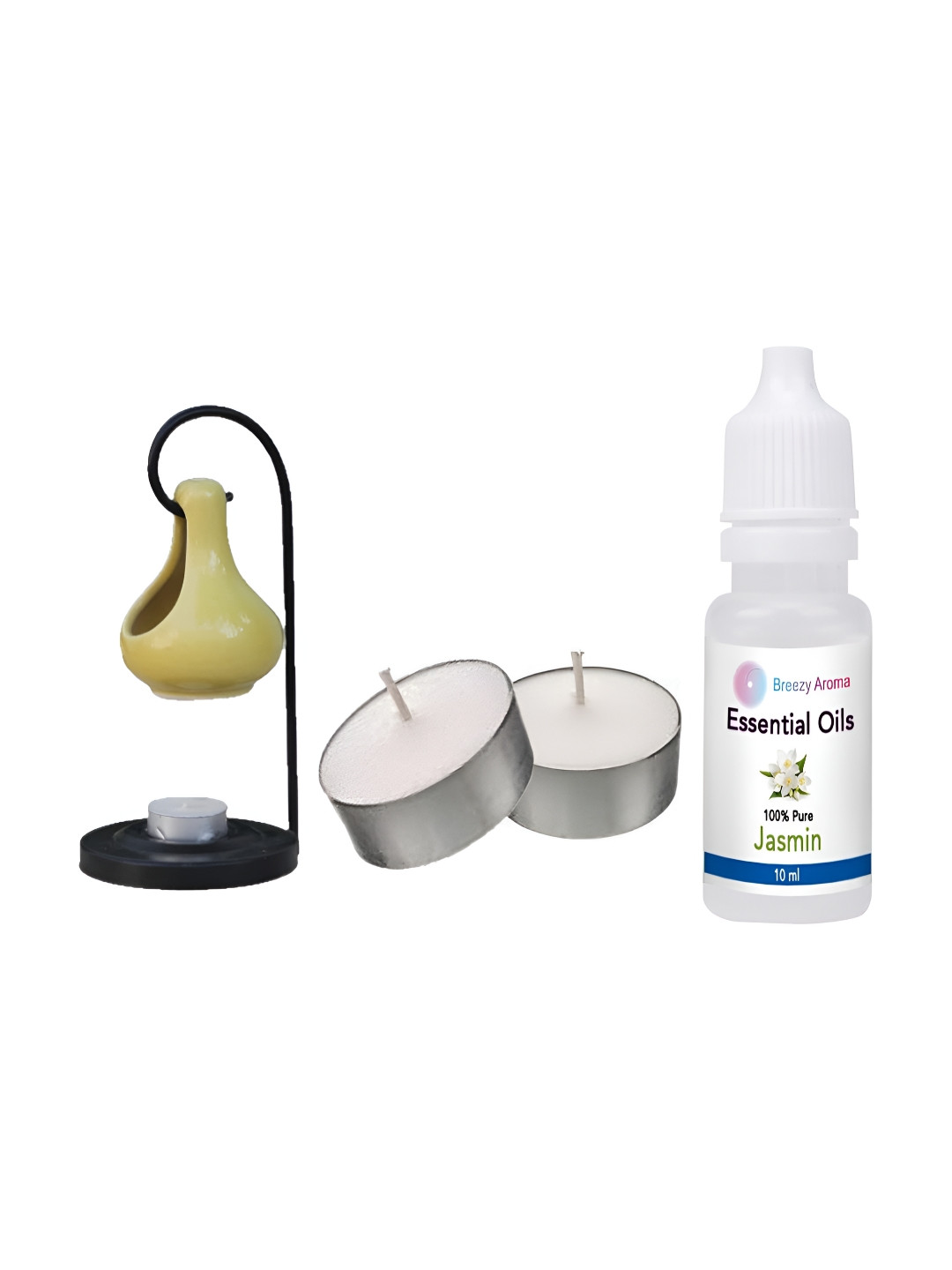 Jaamso Royals Yellow & White Diffuser With Aroma Oil & 2 Tea Light Candles