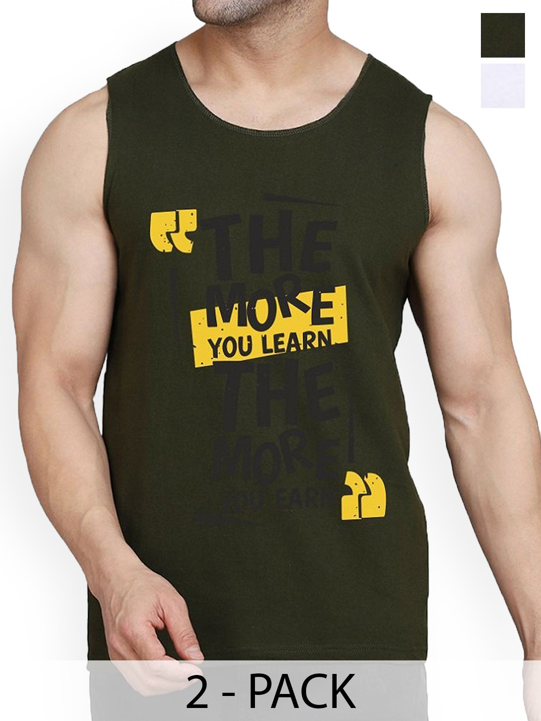 Woostro Men Pack Of 2 Printed Cotton Gym Innerwear Vests