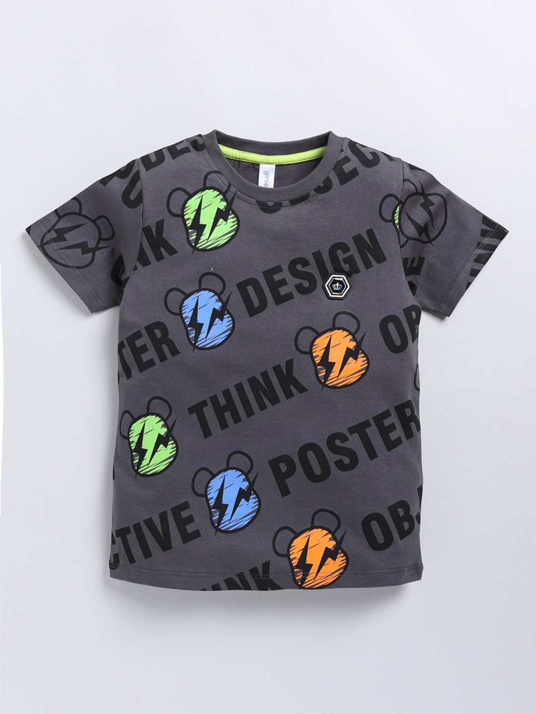 Ginie Boys All Over Typography Printed Breathable Tshirt