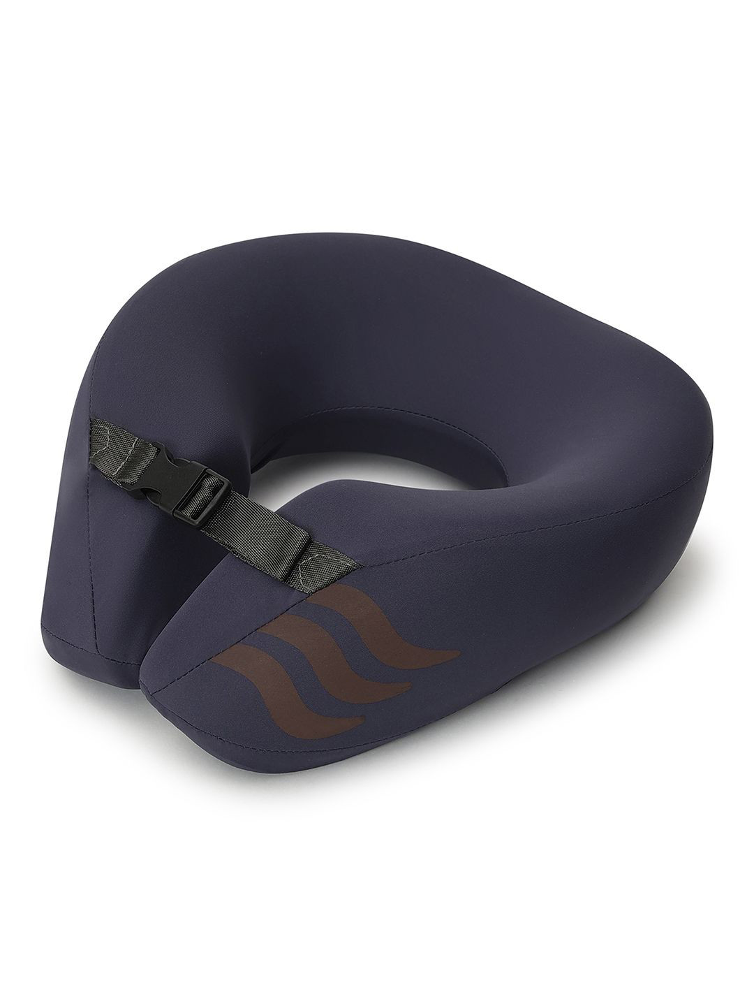 Assembly Blue Solid Polyester Firm Memory Foam Travel Pillow-11 x 25 x 30 cm