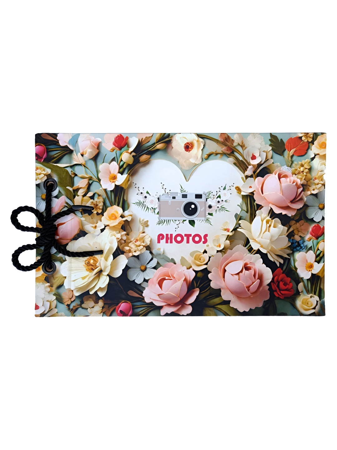 SEHAZ ARTWORKS Black & Pink Flowers Printed Scrapbook Photo Album