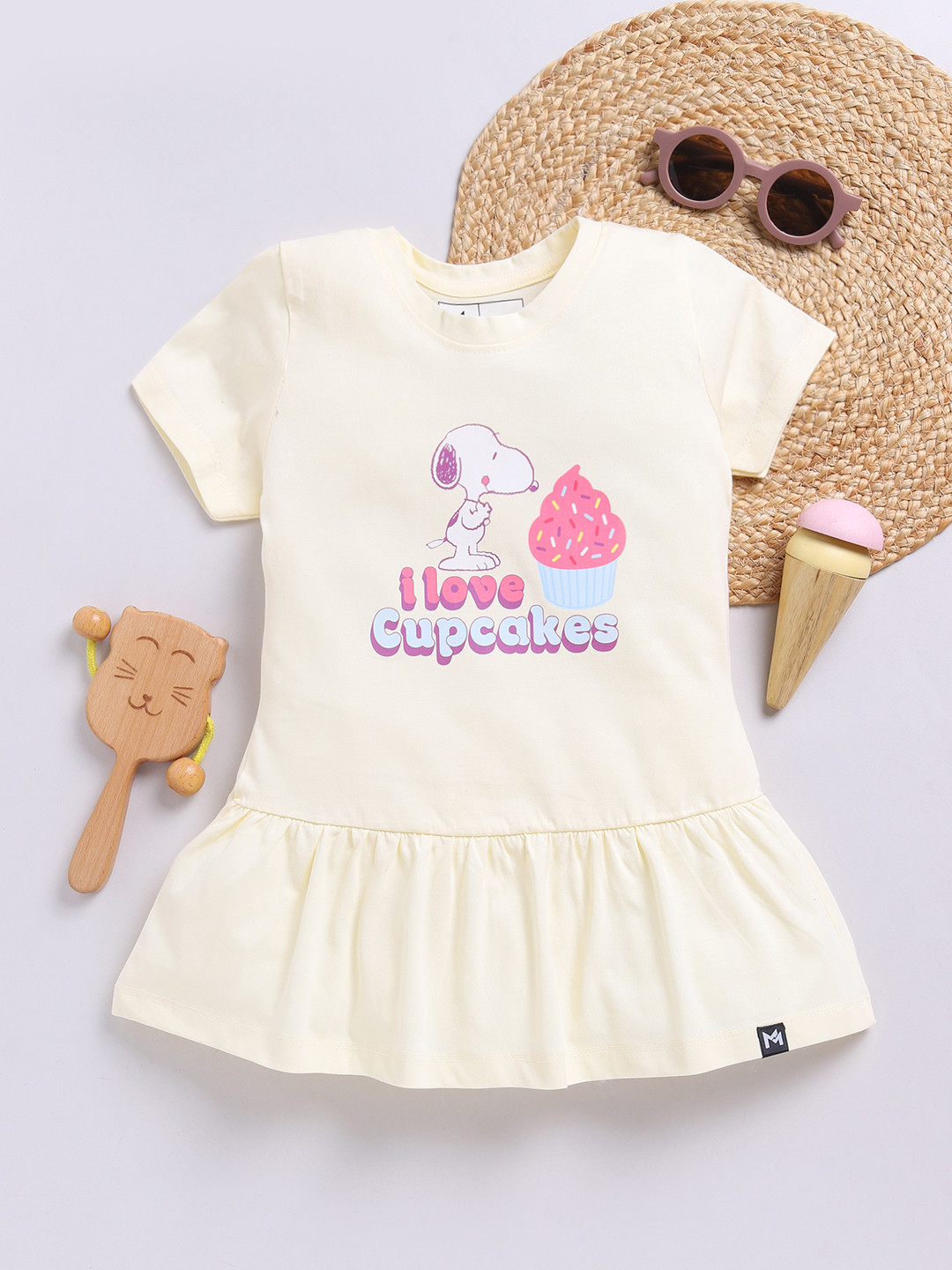 YK X Minute Mirth Peanuts Print Cotton Drop-Waist Dress