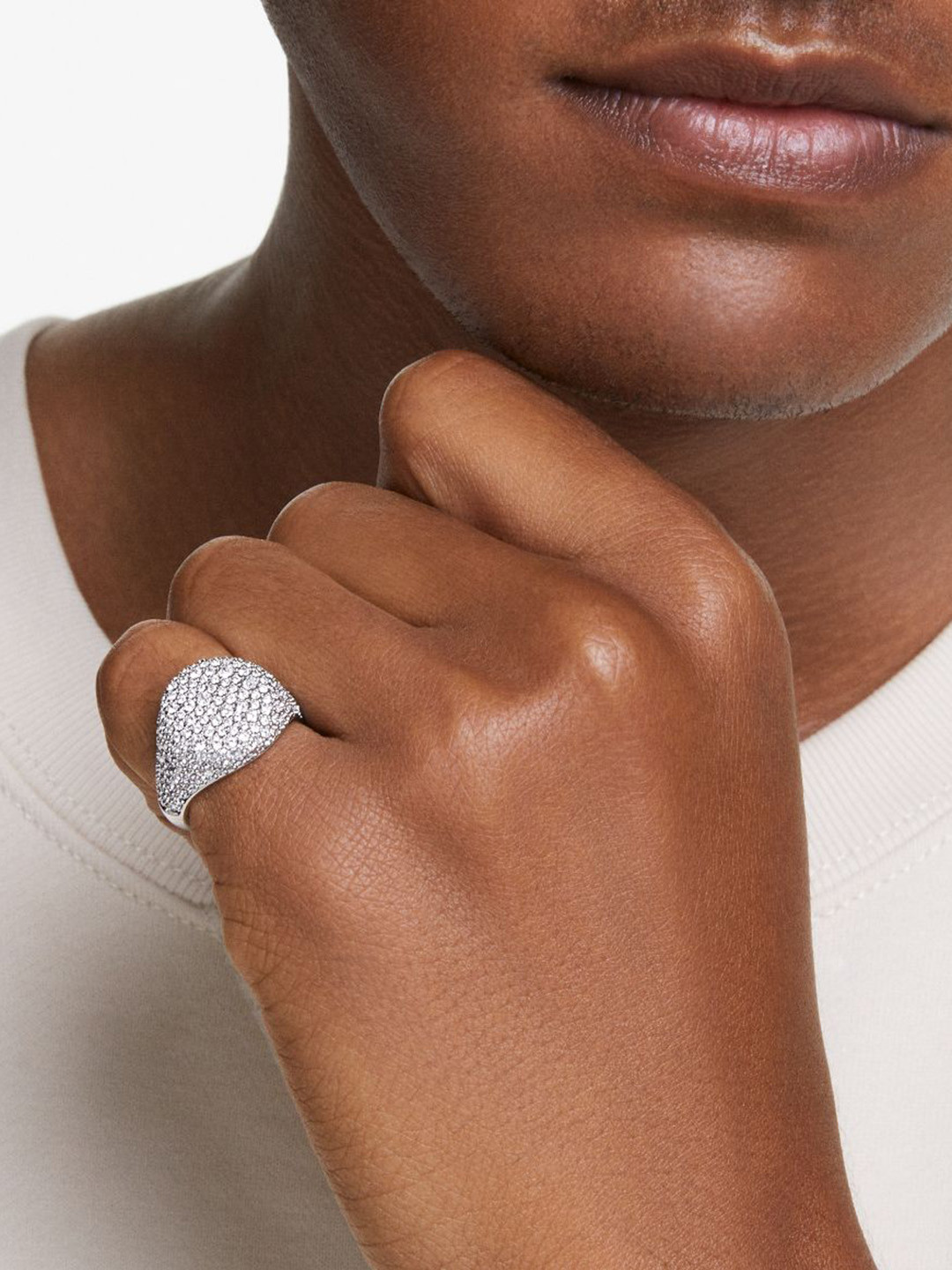 SWAROVSKI Sublima Rhodium-Plated Crystal Studded Finger Ring