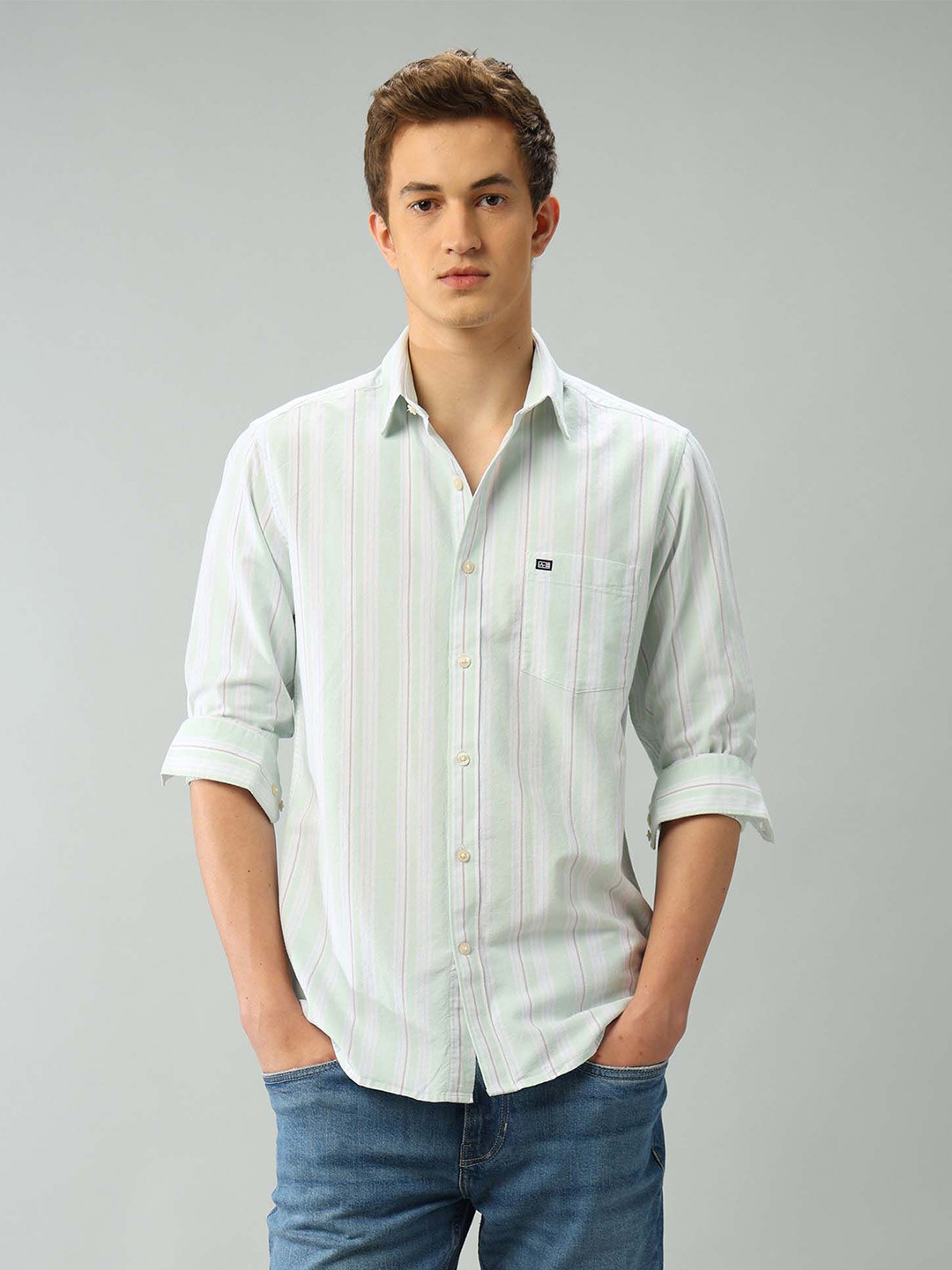 Arrow Sport Air Soft Regular Fit Vertical Striped Shirt