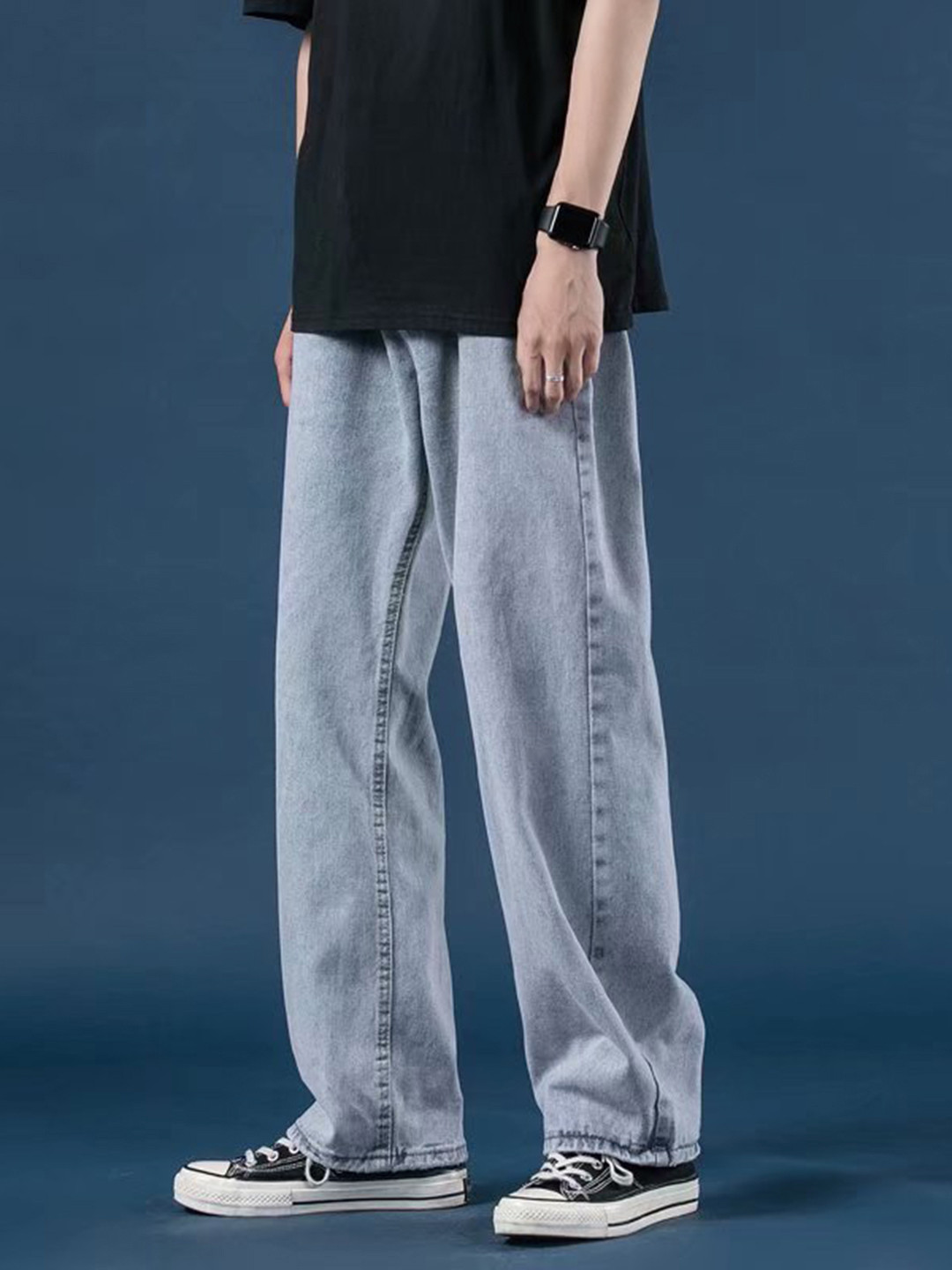 HERE&NOW Men Baggy Mid-Rise Korean Jeans