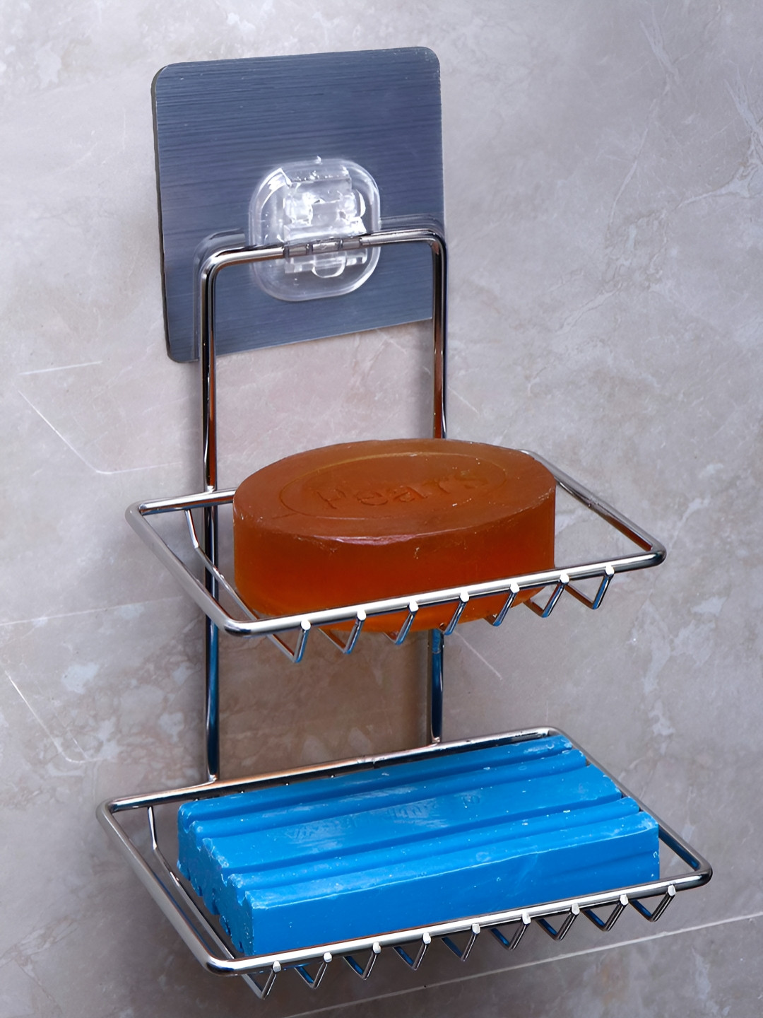 HOKIPO Silver-Toned Solid Stainless Steel Soap Dish