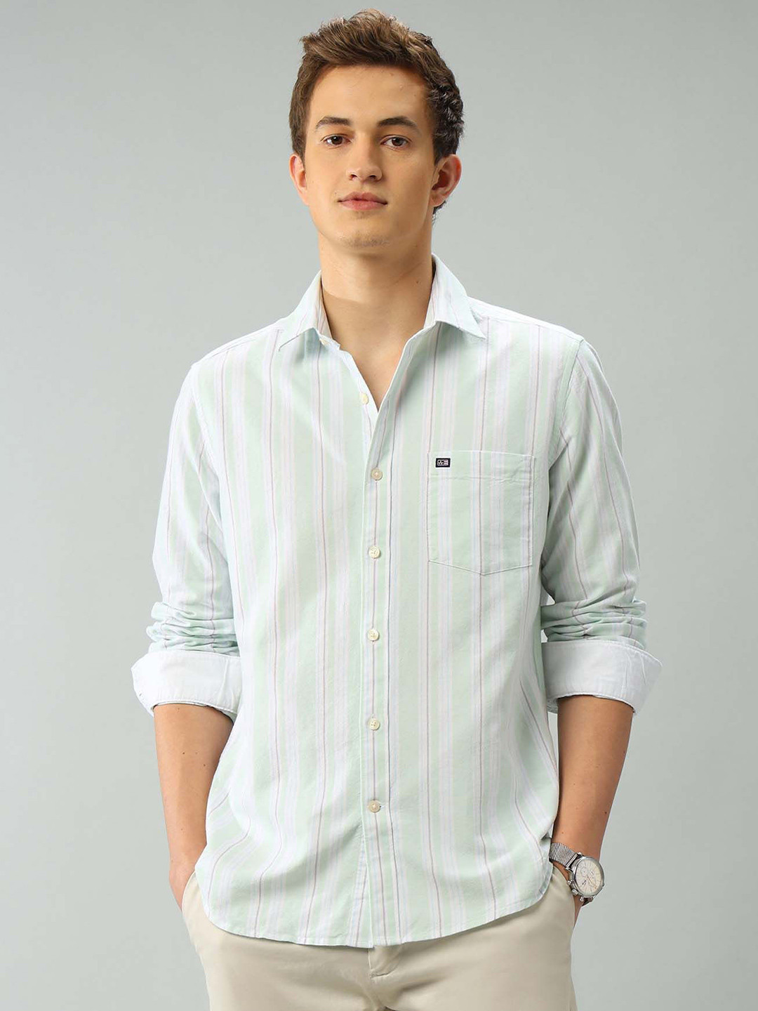 Arrow Sport Men Vertical Striped Air Soft Pure Cotton Casual Shirt