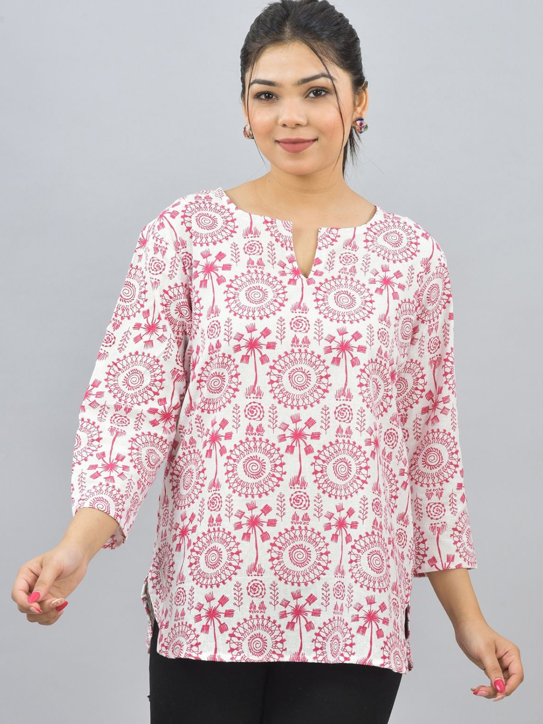 GiftyBasket Women Ethnic Motifs Printed Cotton Top